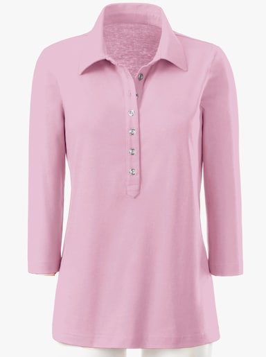 Poloshirt mit langer Knopfleiste - rosé