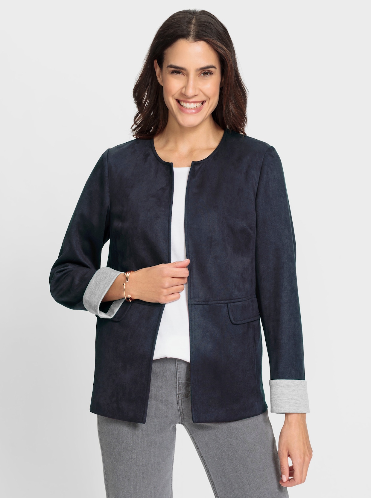 Blazer van imitatieleer - marine