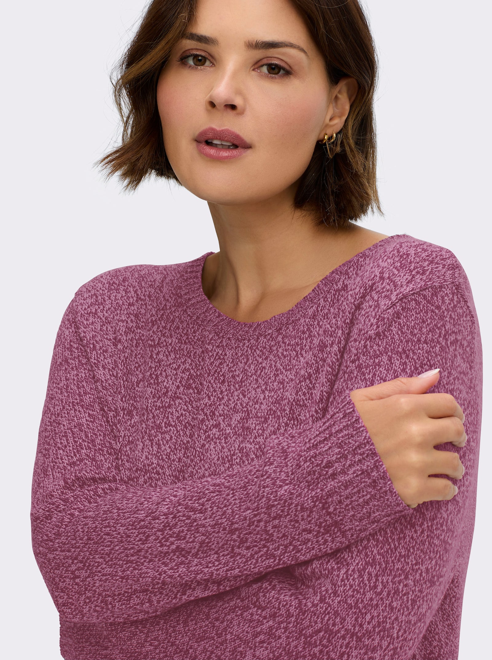 Longpullover aus Melange-Garn - malve-meliert
