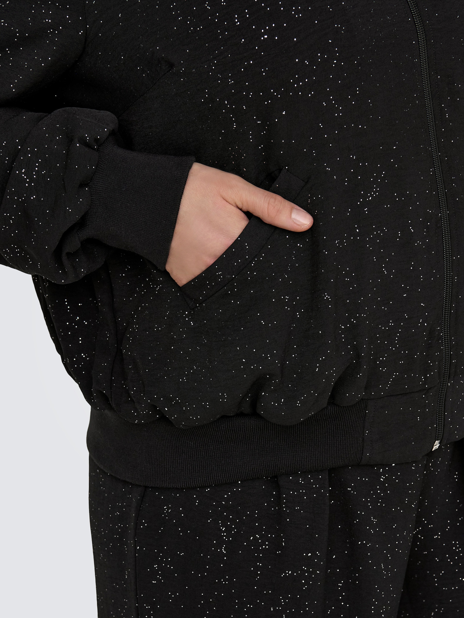 ONLY CARMAKOMA Blouson - black aop:silver foil details