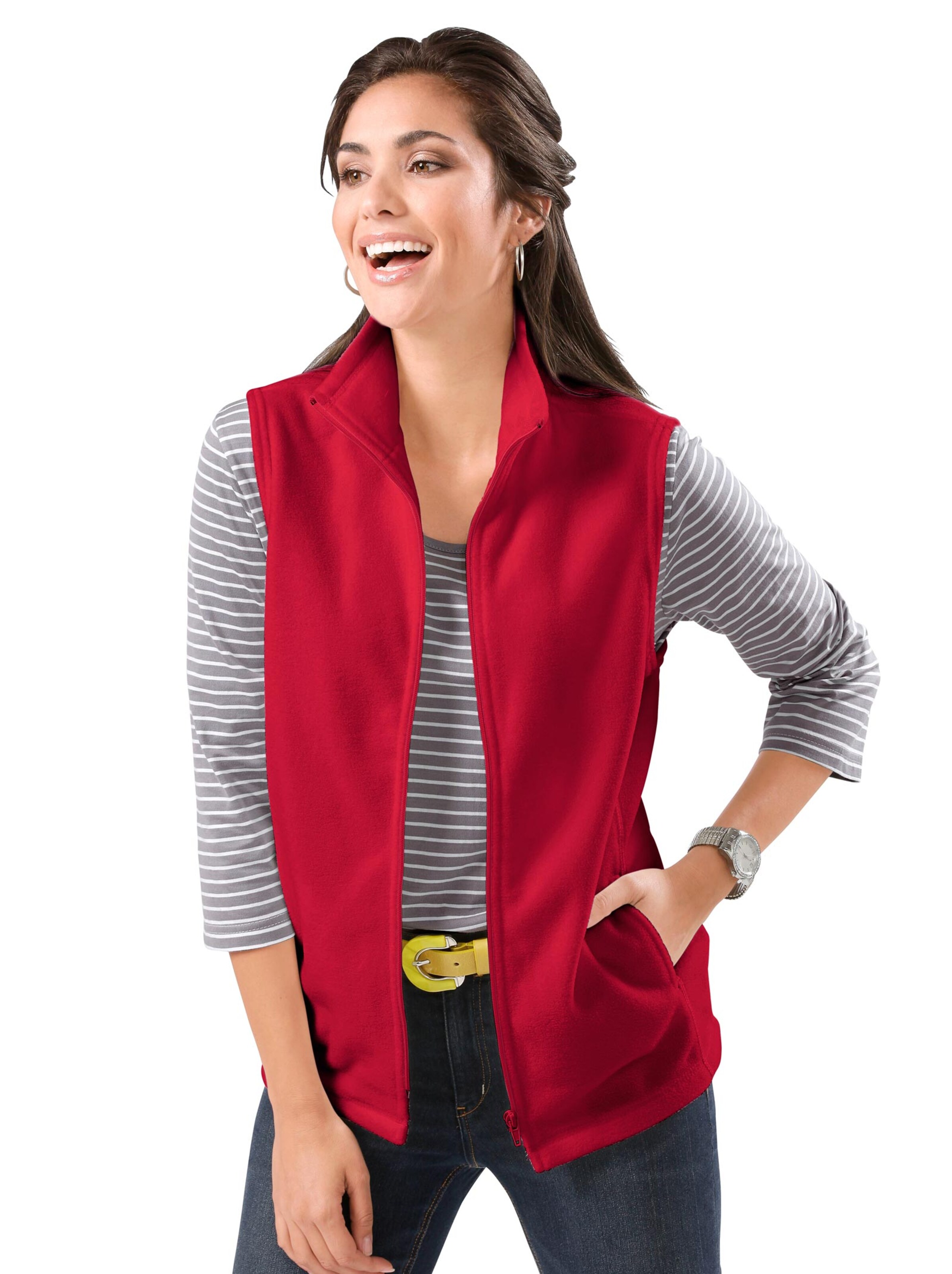 Fleece-Weste - weinrot