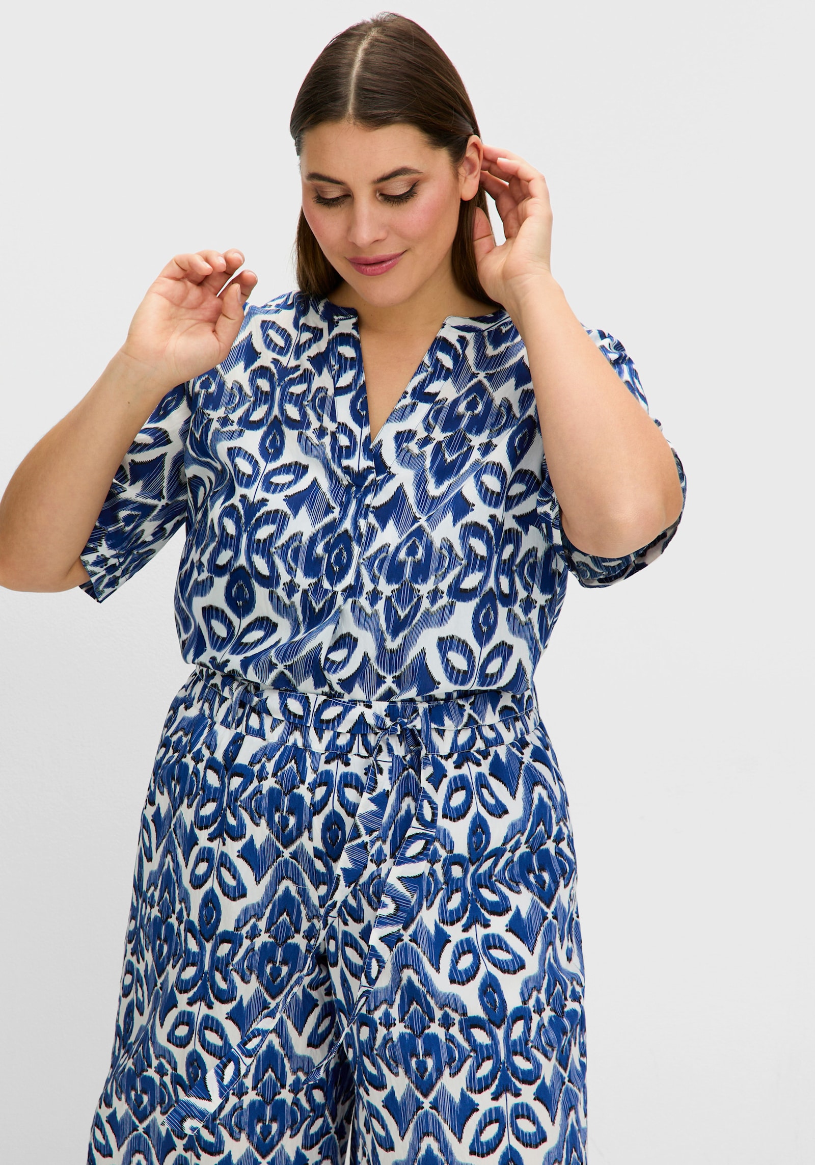 sheego Tunika mit Grafikdruck - ecru-gemustert