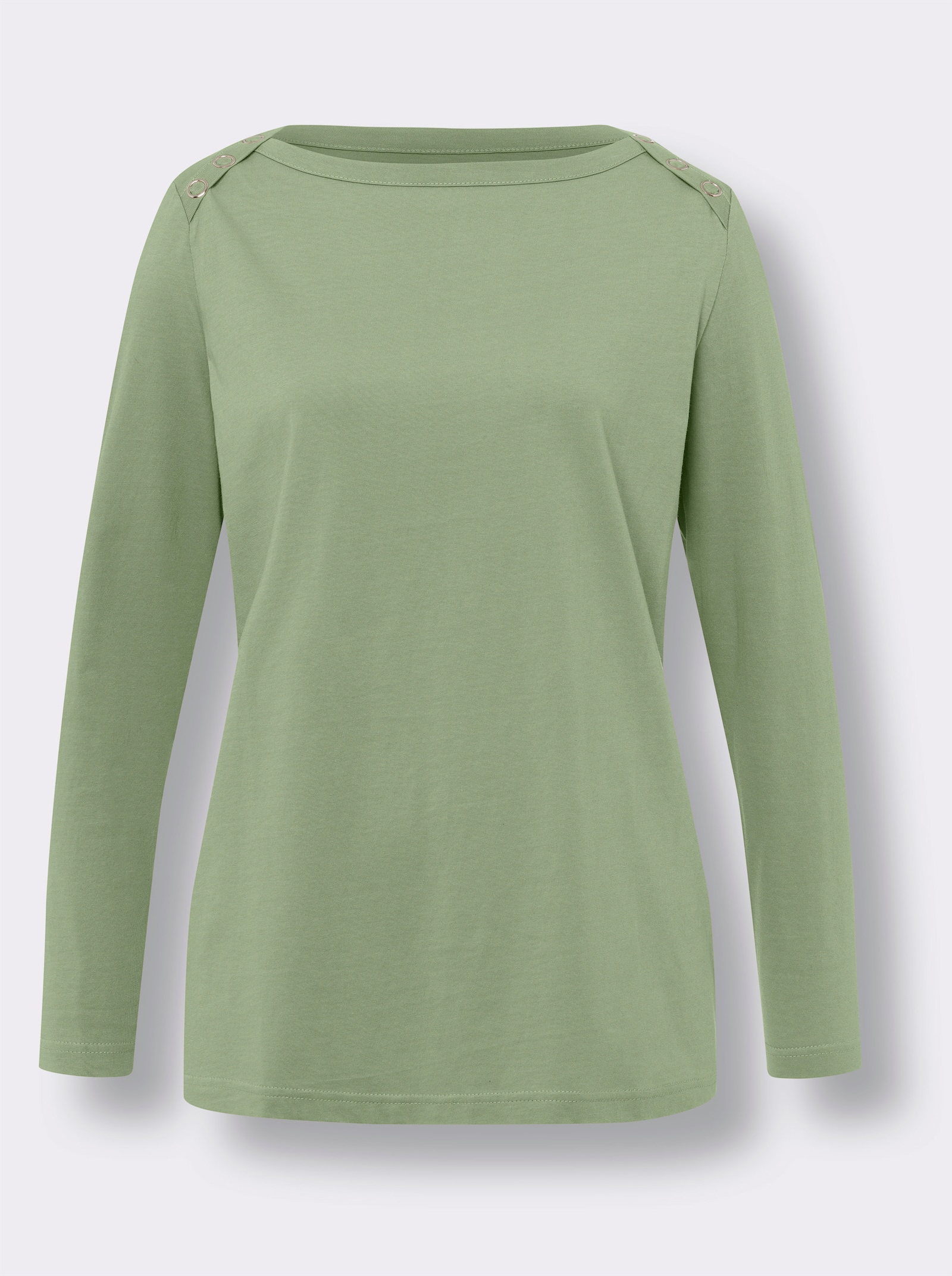 Shirt met lange mouwen en oogjes - eucalyptus