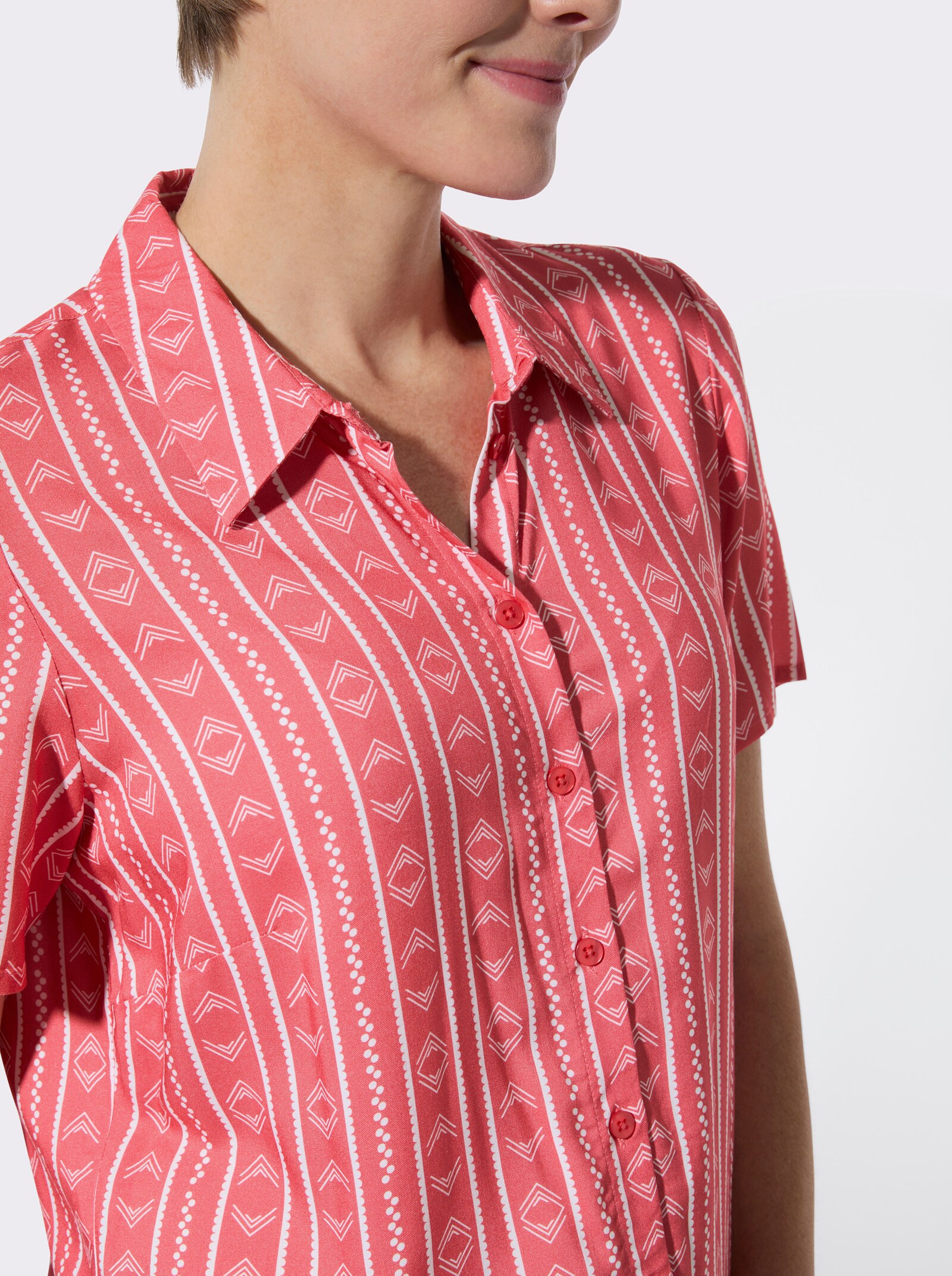 Gestreifte Bluse aus reiner Viskose - grapefruit-ecru-gestreift