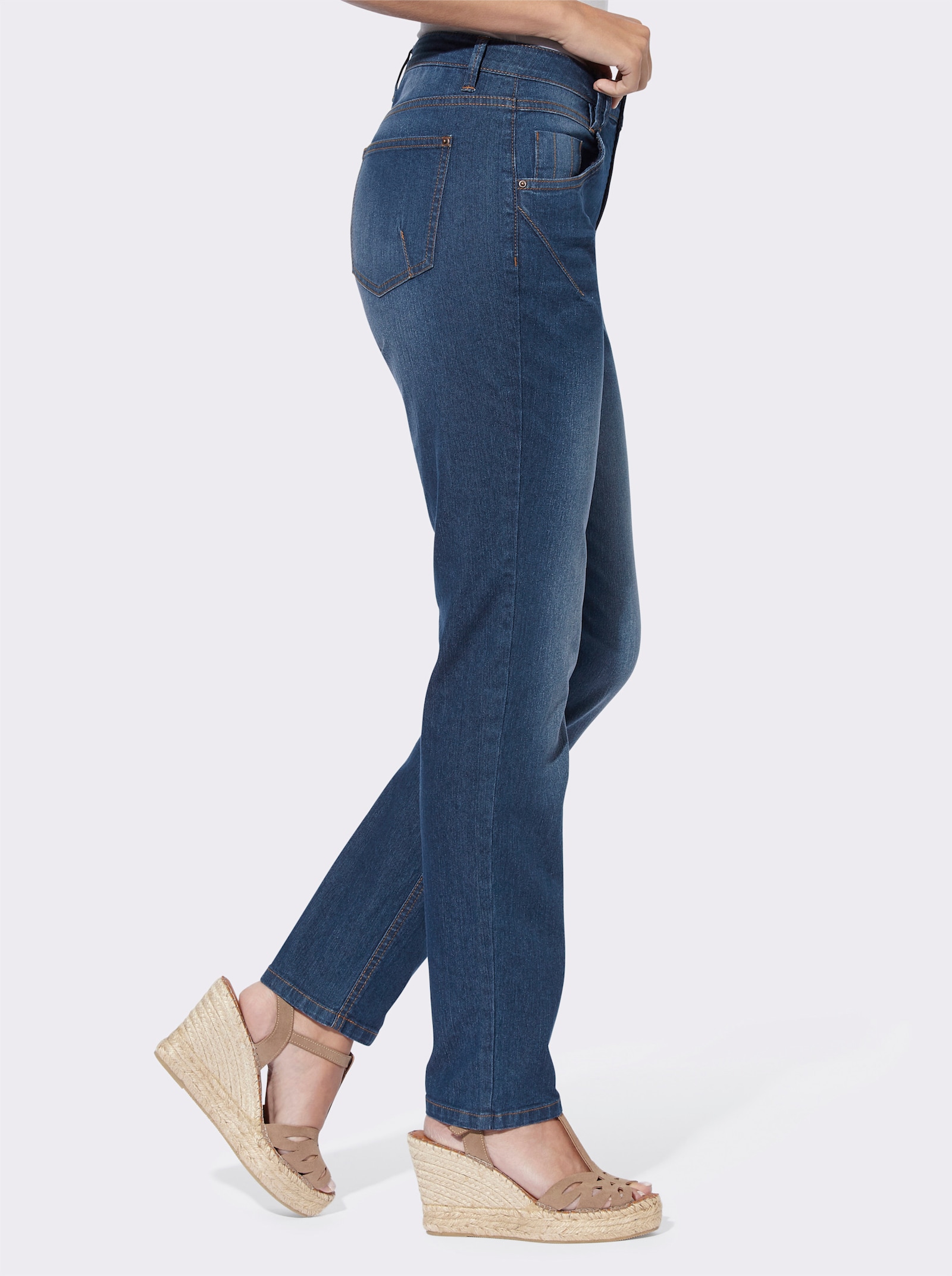 heine 5-Pocket-Jeans mit Ziernähten - blue-stone-washed