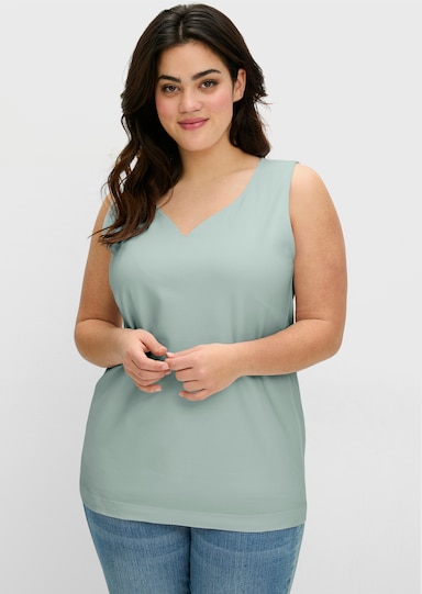 sheego Trägertop mit doppellagiger Front und Herzausschnitt - kalkmint