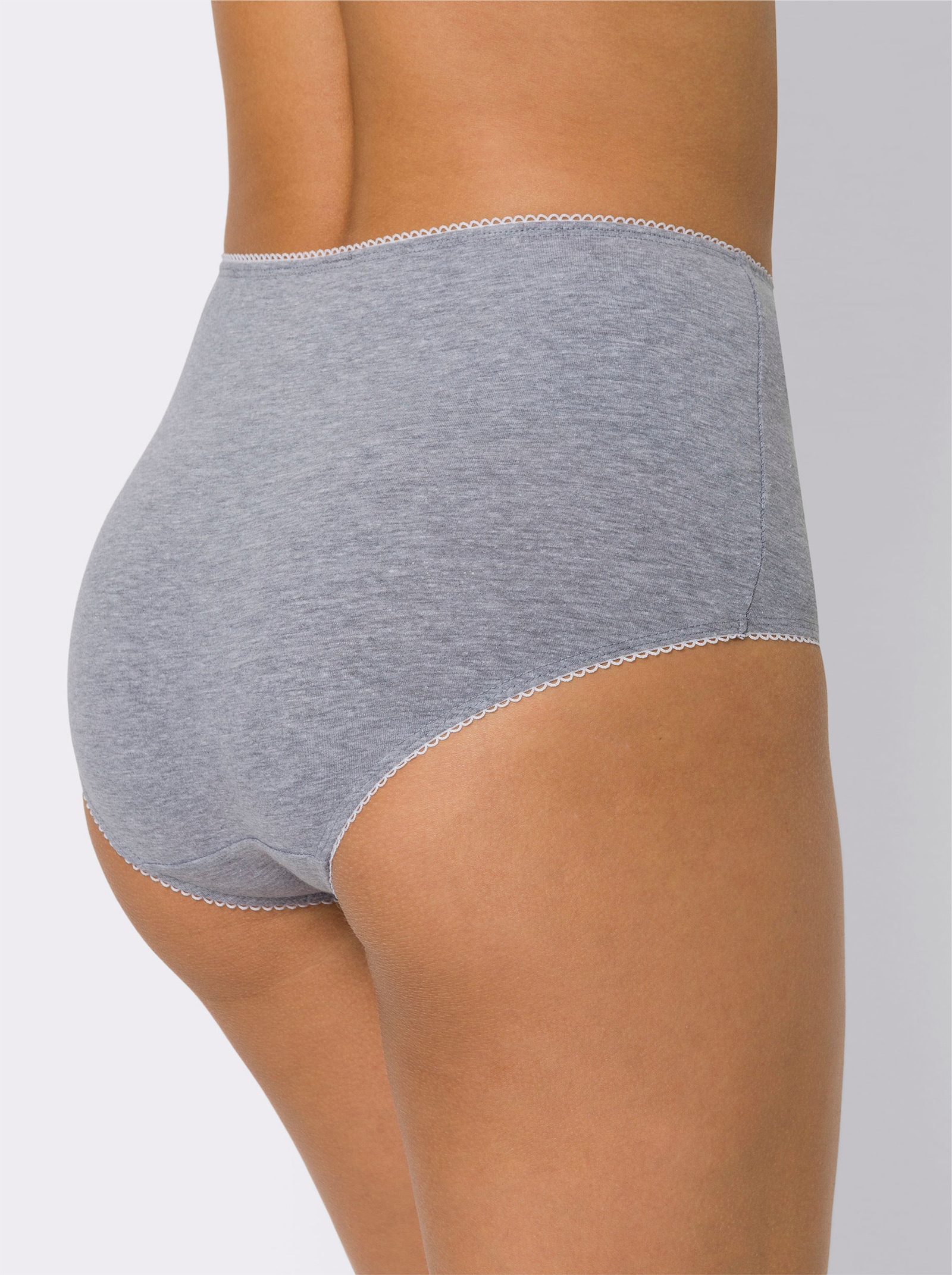 Taillenslip im 3er-Pack, mit Spitze - hellgrau-meliert