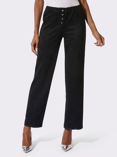 Hose aus Veloursleder-Imitat - schwarz