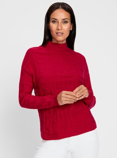 heine Jacquardpullover in 3-D-Optik gemustert - rot