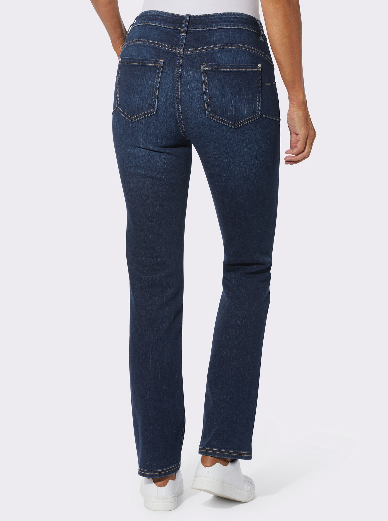 Push-up-Jeans mit Abnähern hinten - darkblue-stone-washed