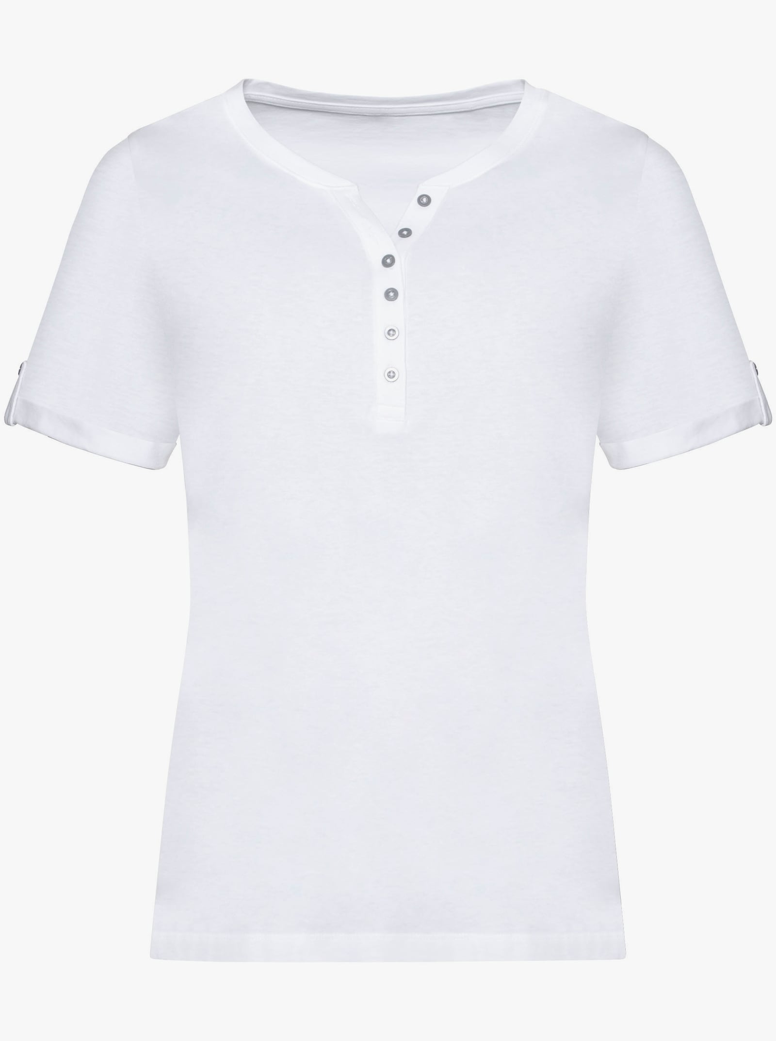 Shirt met korte mouwen en vaste mouwomslag - wit