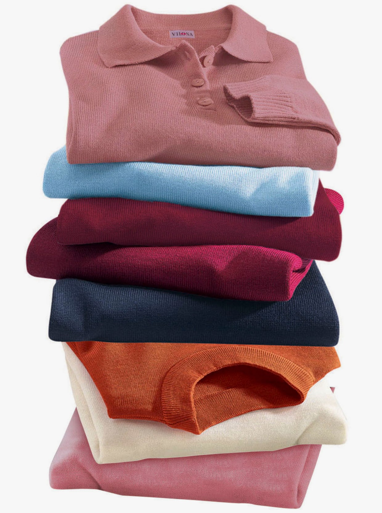 Polopullover mit Schurwolle - rosenholz