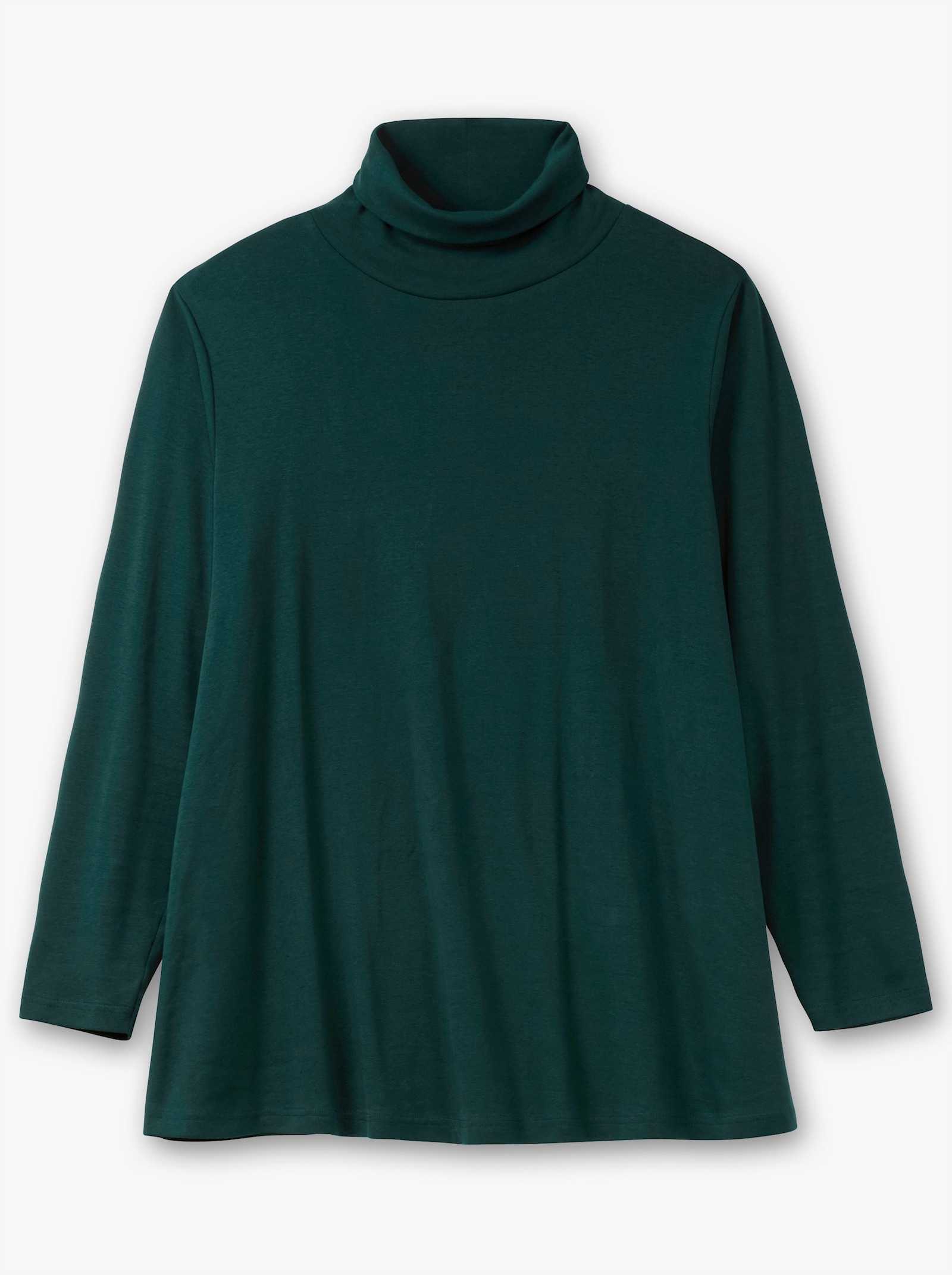 sheego Rollkragenshirt in A-Linie - tiefgrün