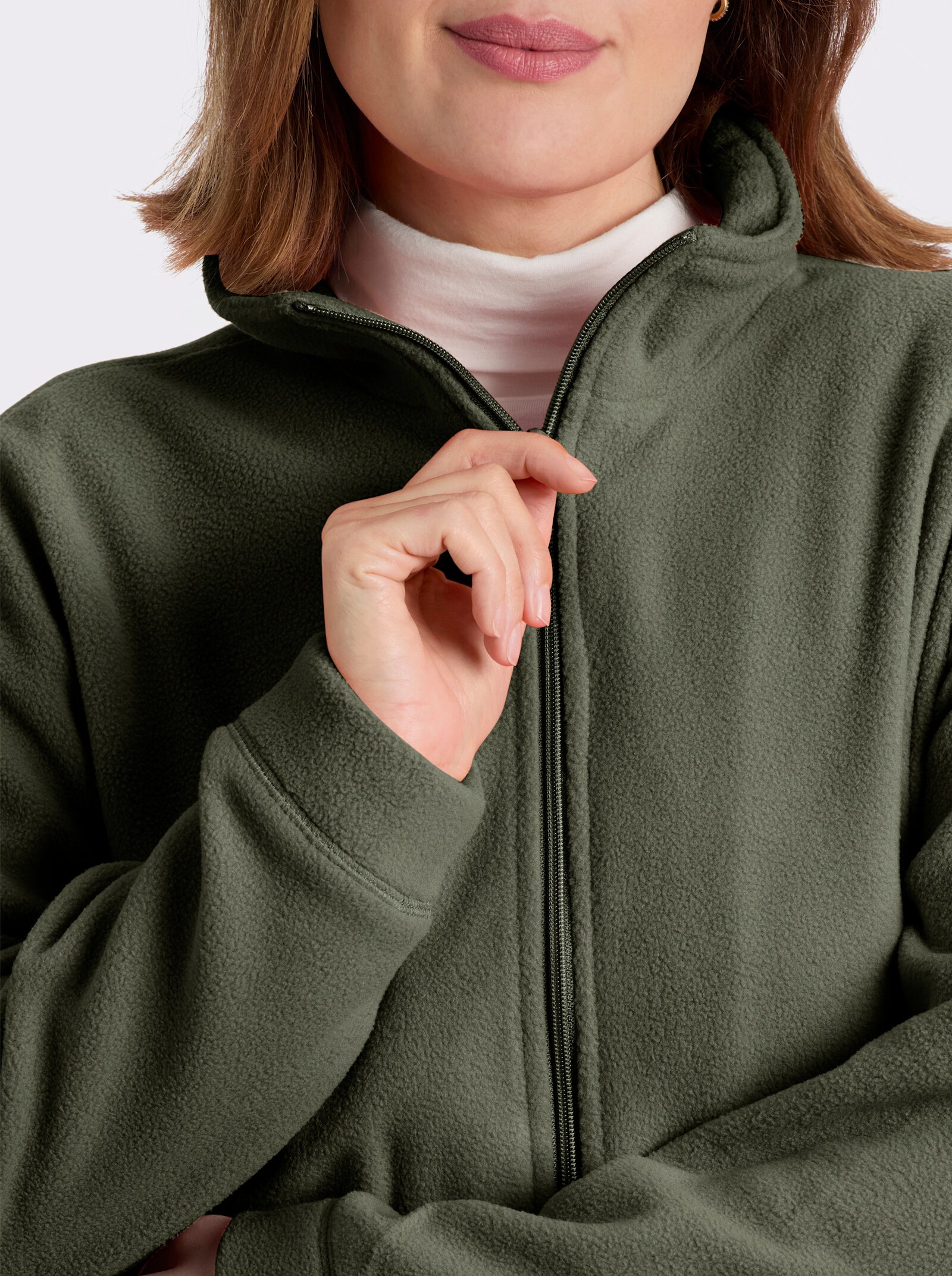 Fleecejacke Kordeldurchzug am Saum - grün
