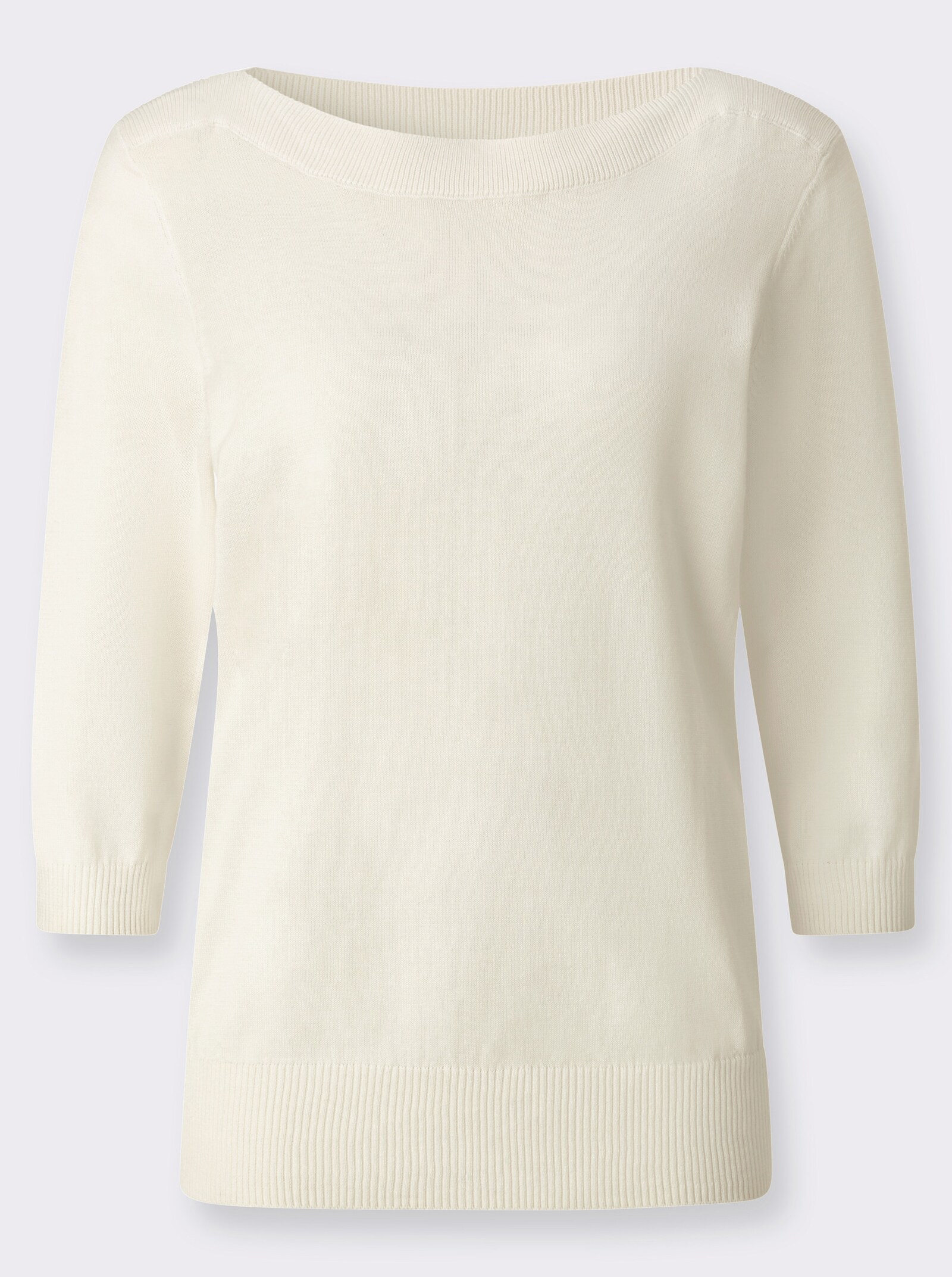 3/4 Arm-Pullover mit U-Boot-Ausschnitt - ecru