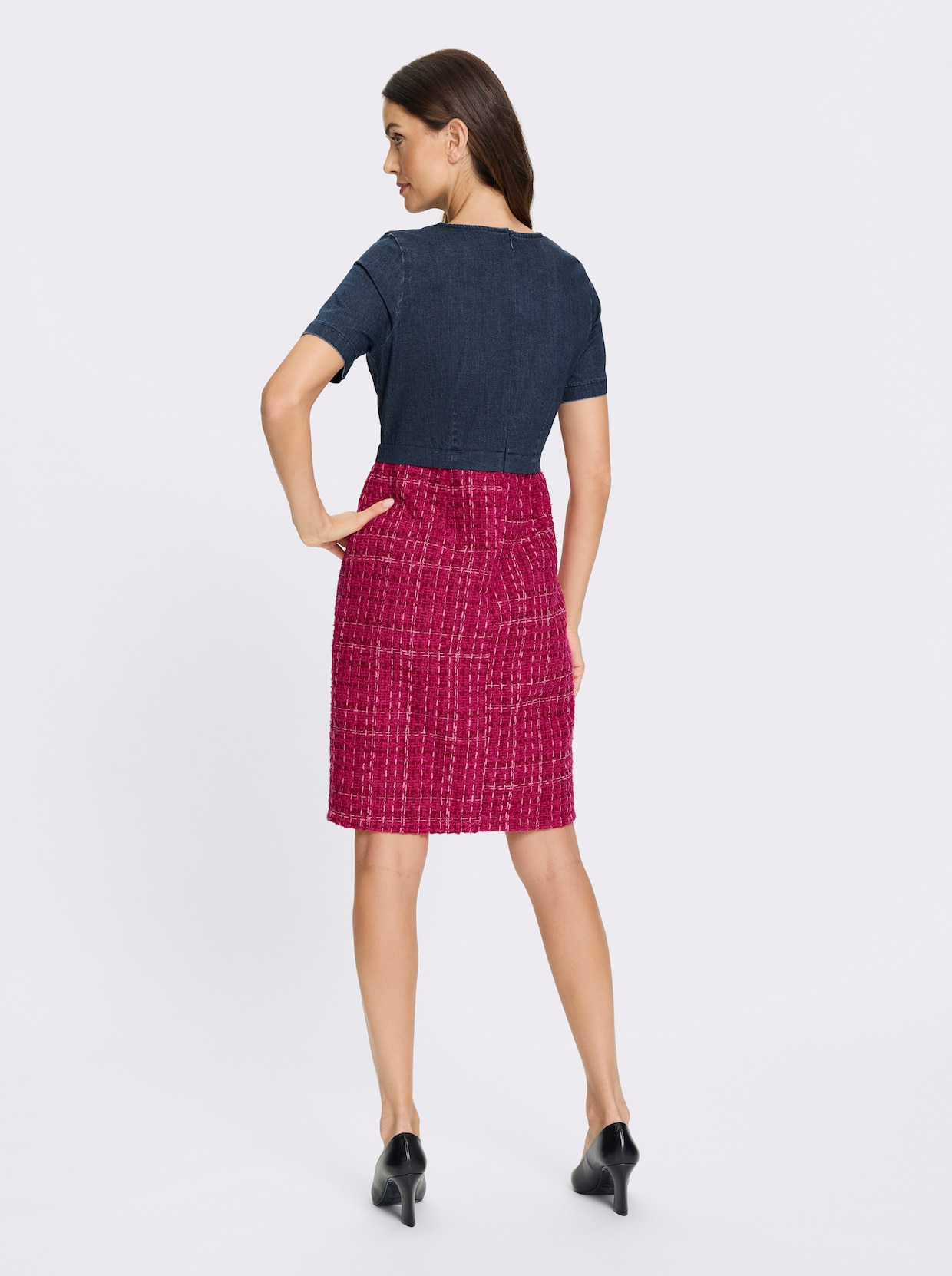 heine Bleistiftkleid - fuchsia-darkblue-gemustert