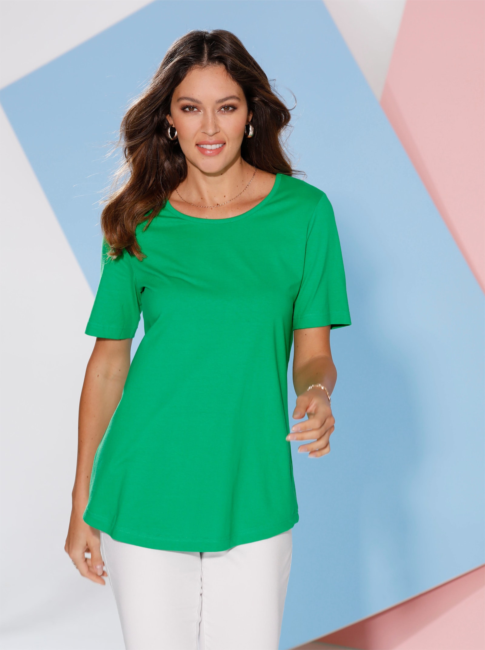 Longshirt im Doppelpack - grasgrün + marine