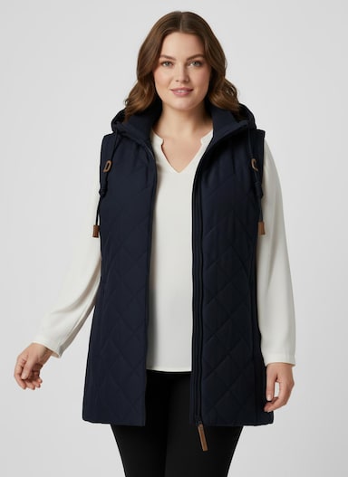 Steppweste mit Strickstehkragen, Microfaser - marine