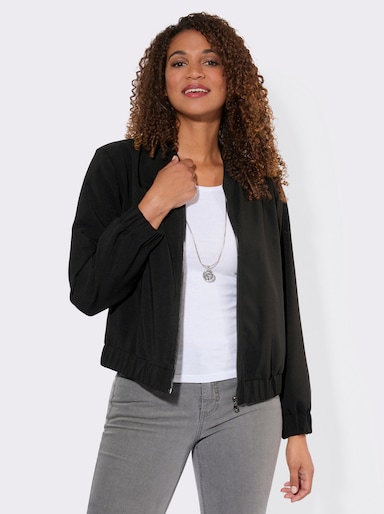 Blouson mit gerippten Bündchen - schwarz