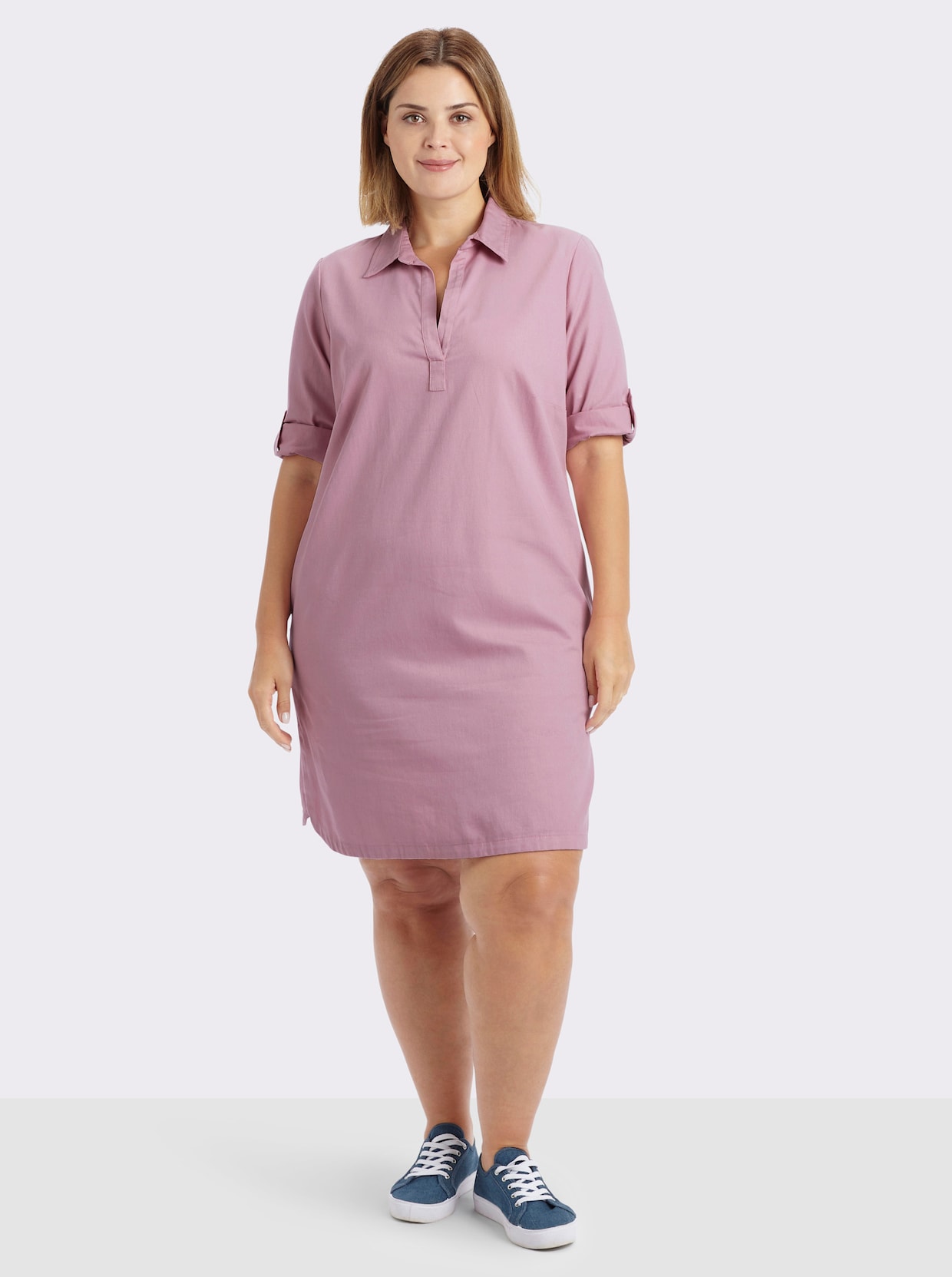 Jeanskleid in Schlupfform - rosé