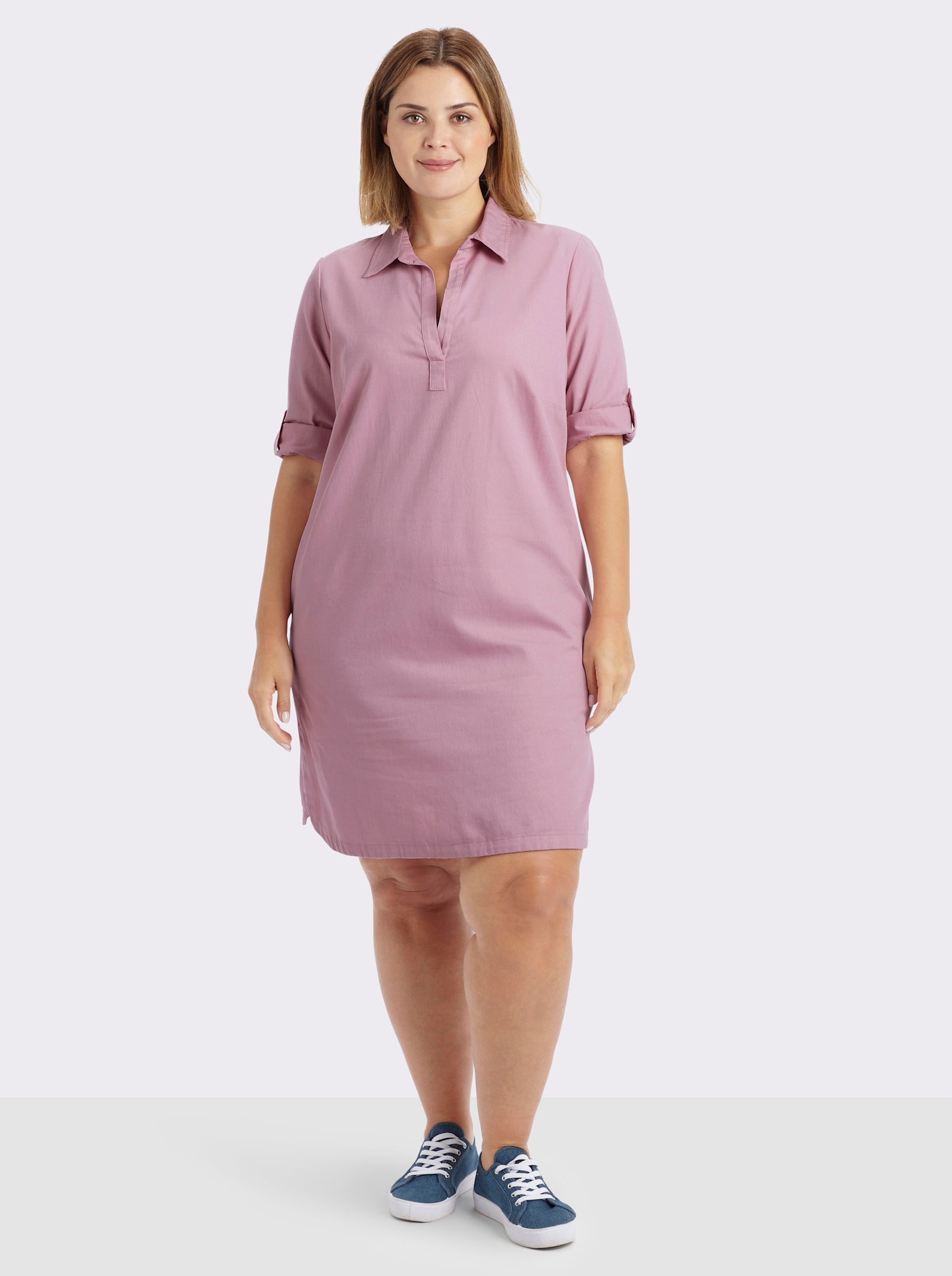 Jeanskleid in Schlupfform - rosé