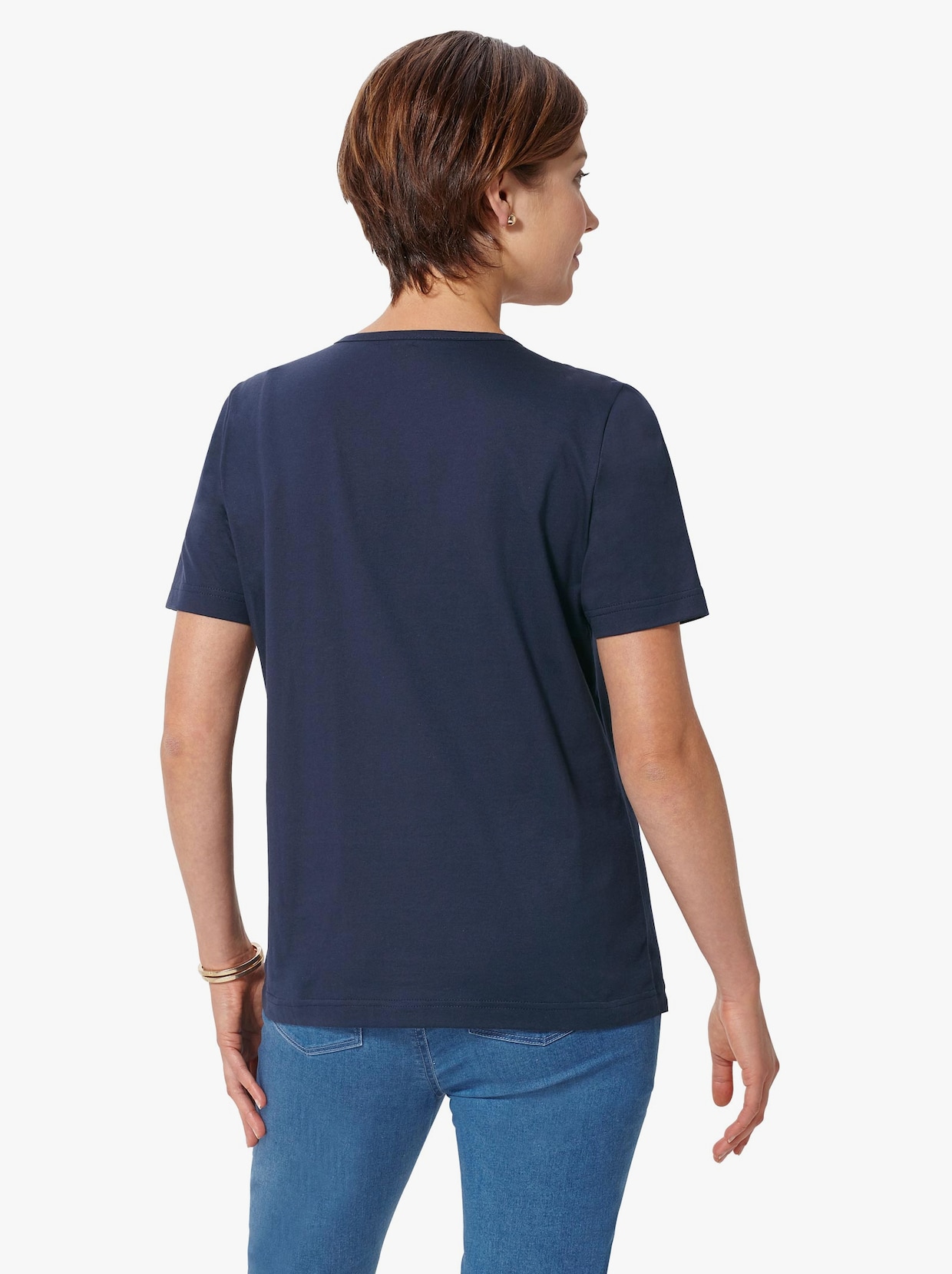Shirt met ronde hals - marine + marine geprint