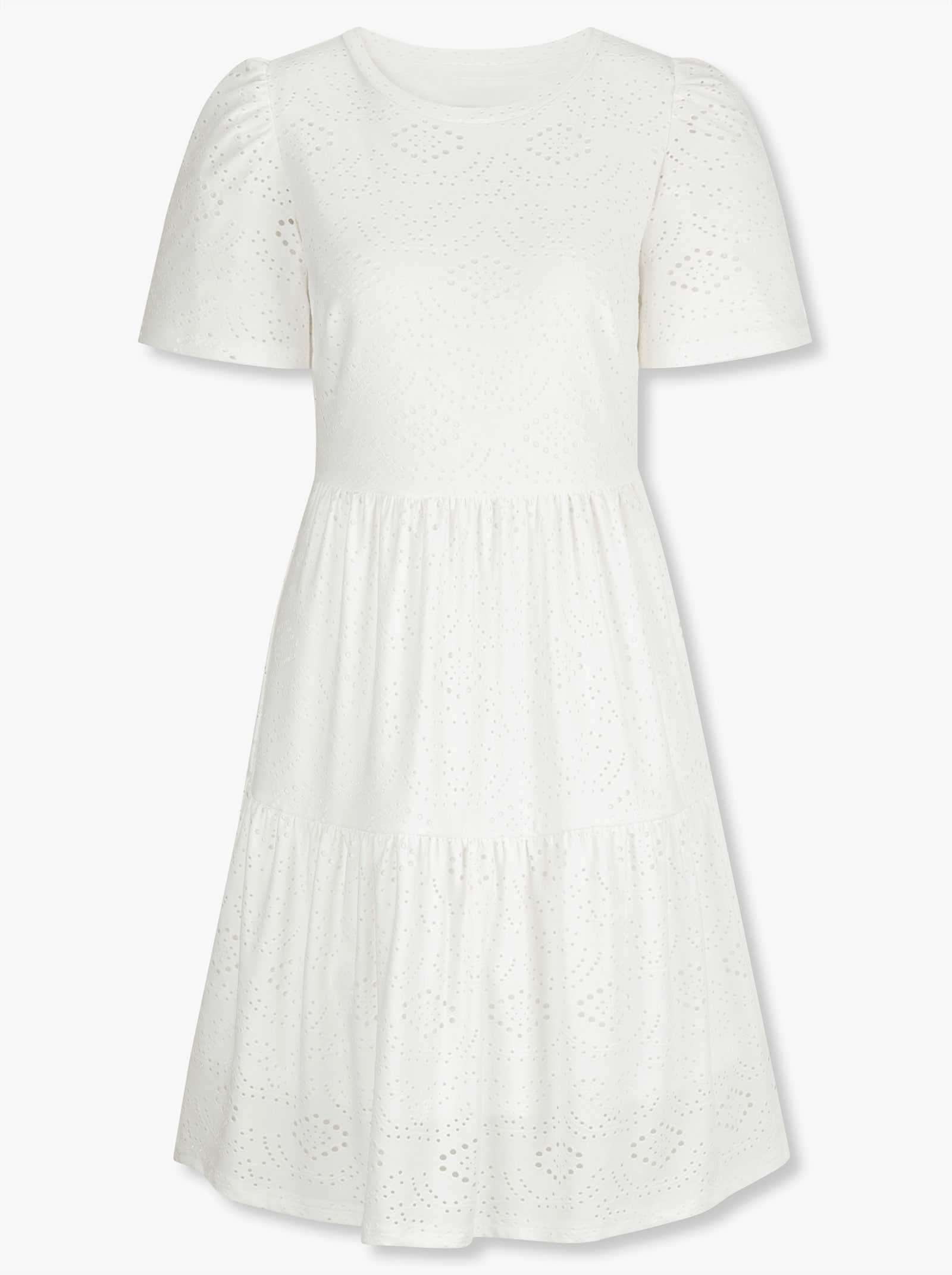 heine Jerseykleid mit Ajourmuster - ecru