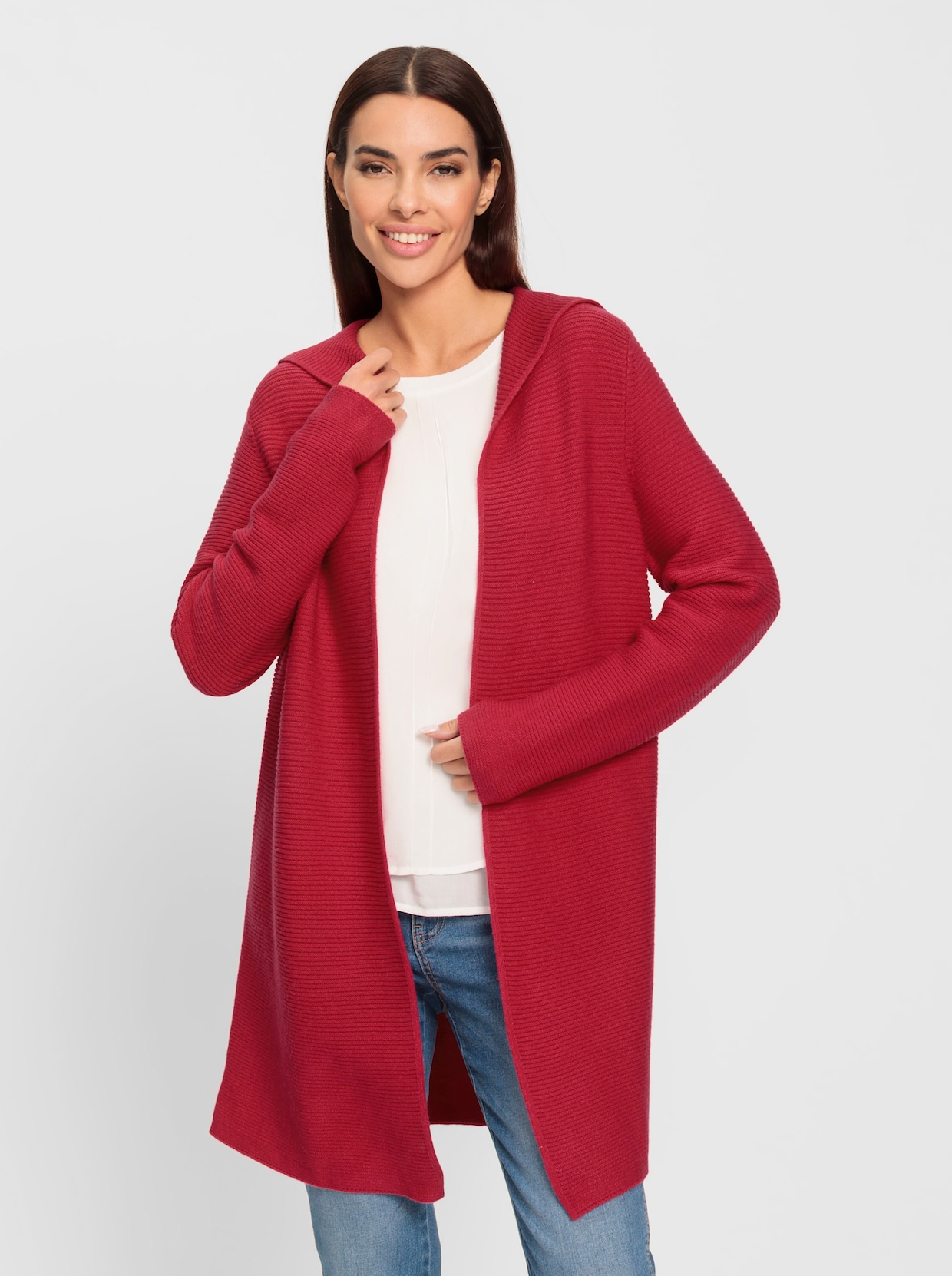 heine Gebreid vest met capuchon - pink