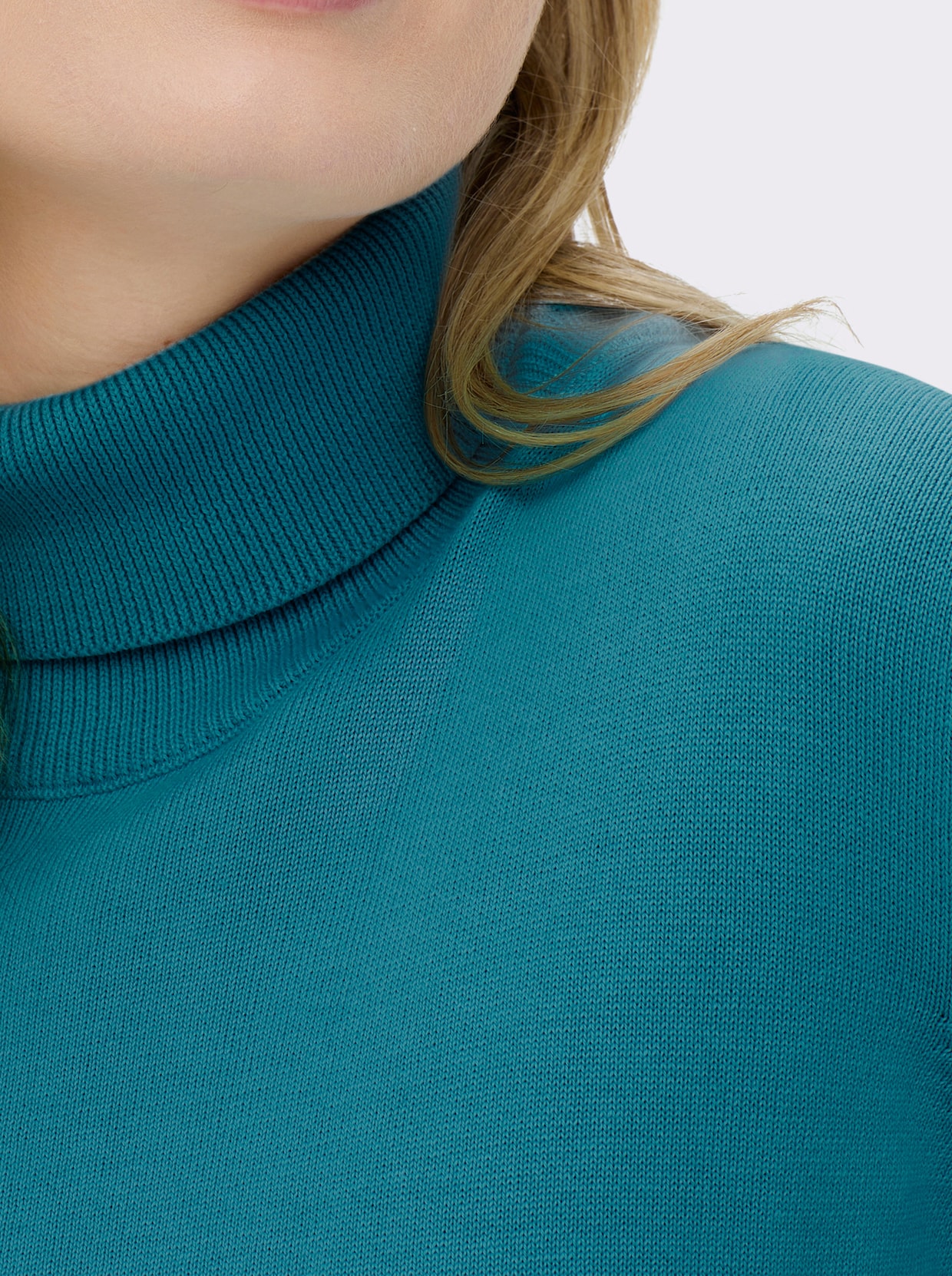 Rollkragenpullover aus reiner Baumwolle - petrol