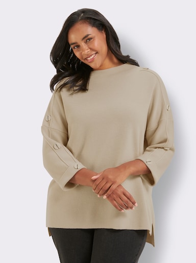 Wollpullover mit Seitenschlitzen - sand