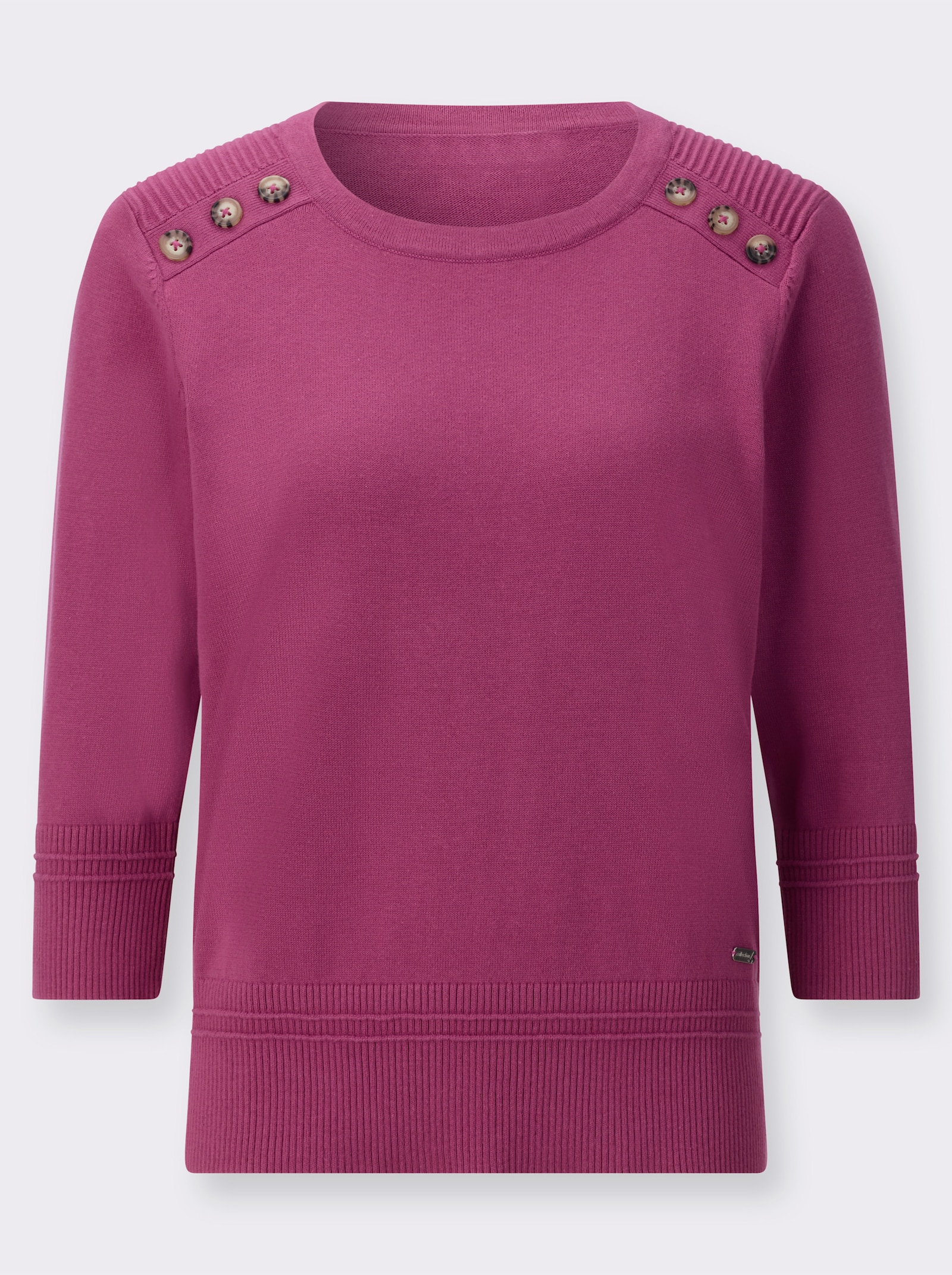 3/4 Arm-Pullover mit Zierknöpfen an der Schulterpartie - erika