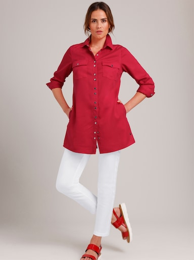 CREATION L PREMIUM Longbluse mit Druckknöpfen - erdbeere
