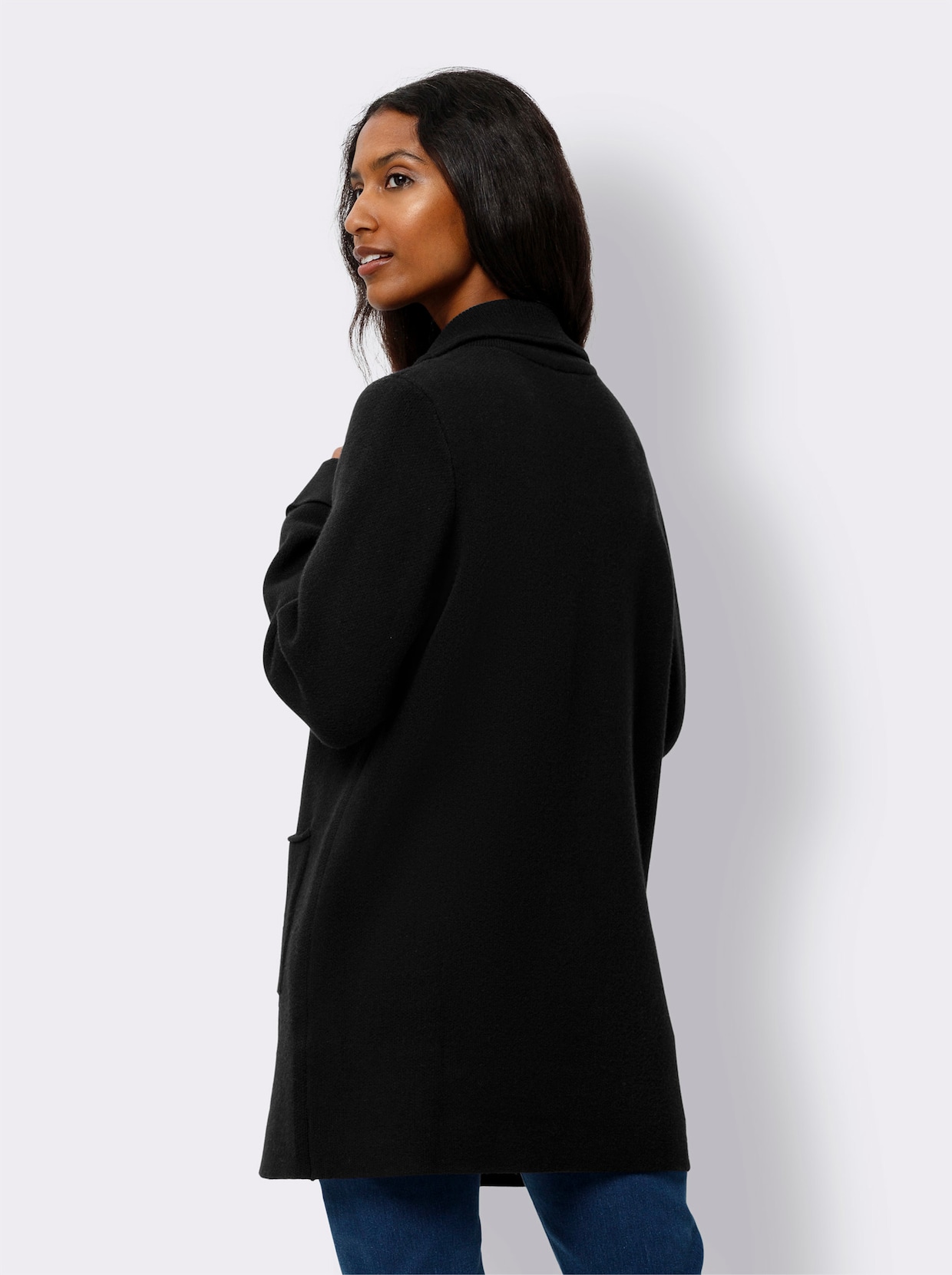 heine Lang gebreid vest - zwart