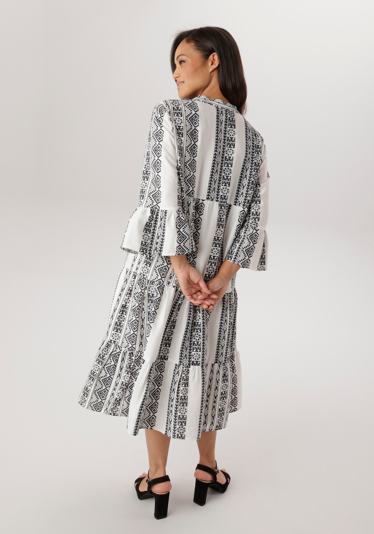 Aniston PLUS Midikleid - weiß-schwarz