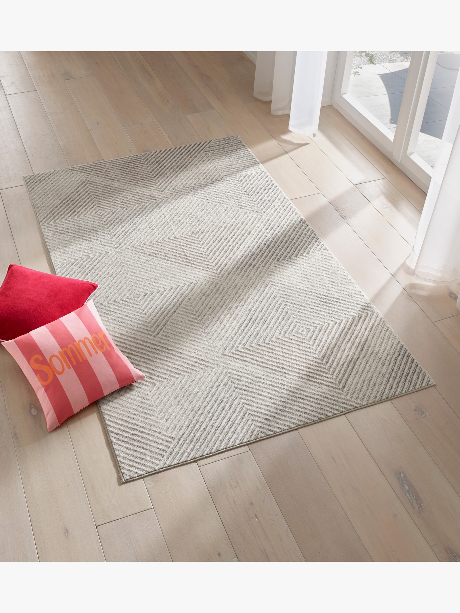 wash+dry by Kleen-Tex Teppich mit weichem Flor - ecru-braun-bedruckt