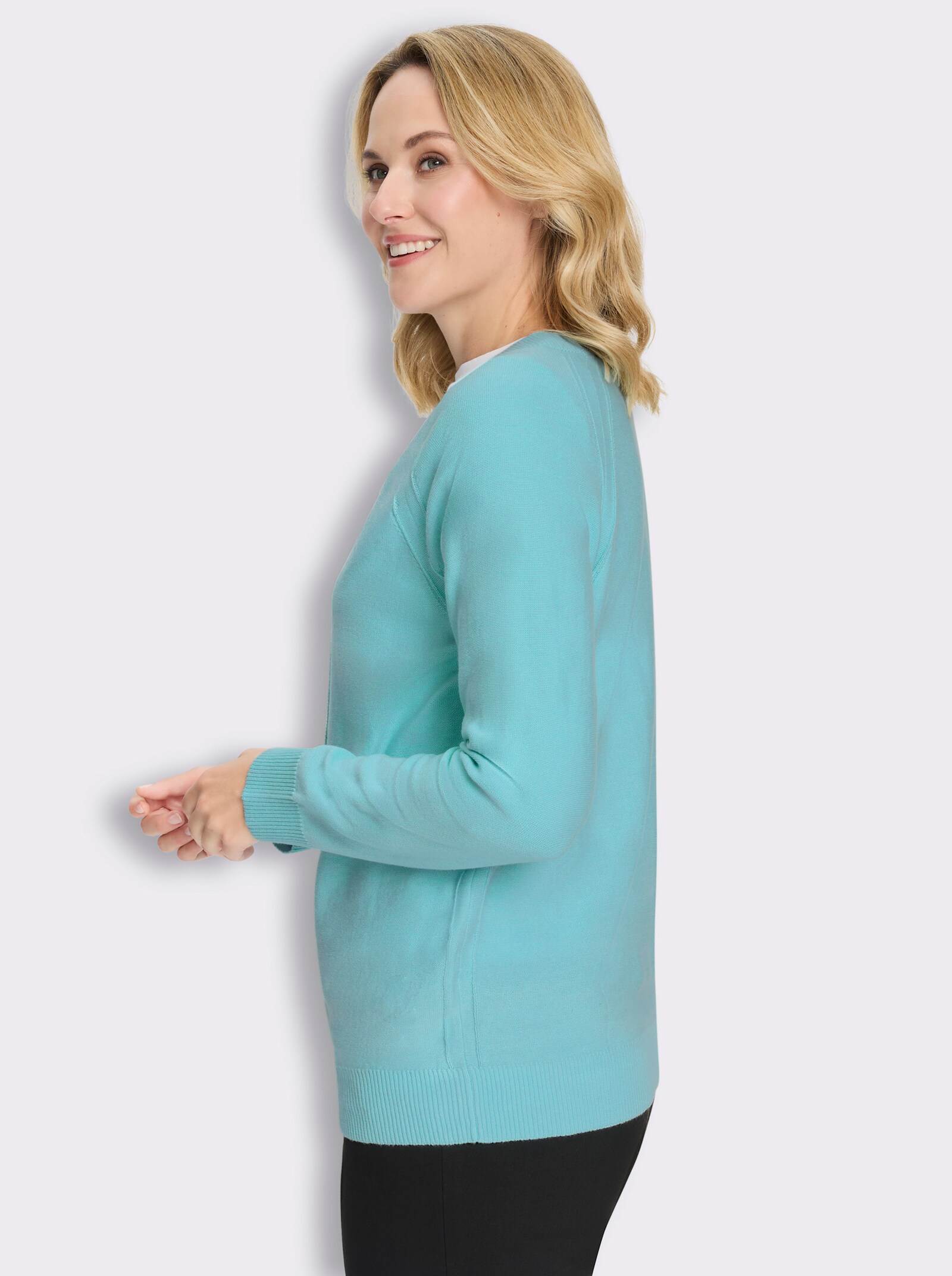 Strickjacke mit Raglan-Ärmeln - aquamarin