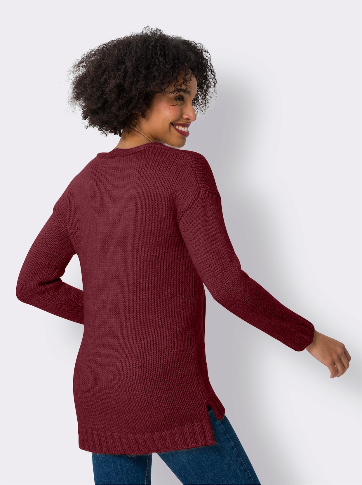 heine Pullover met V-hals - malve gemêleerd