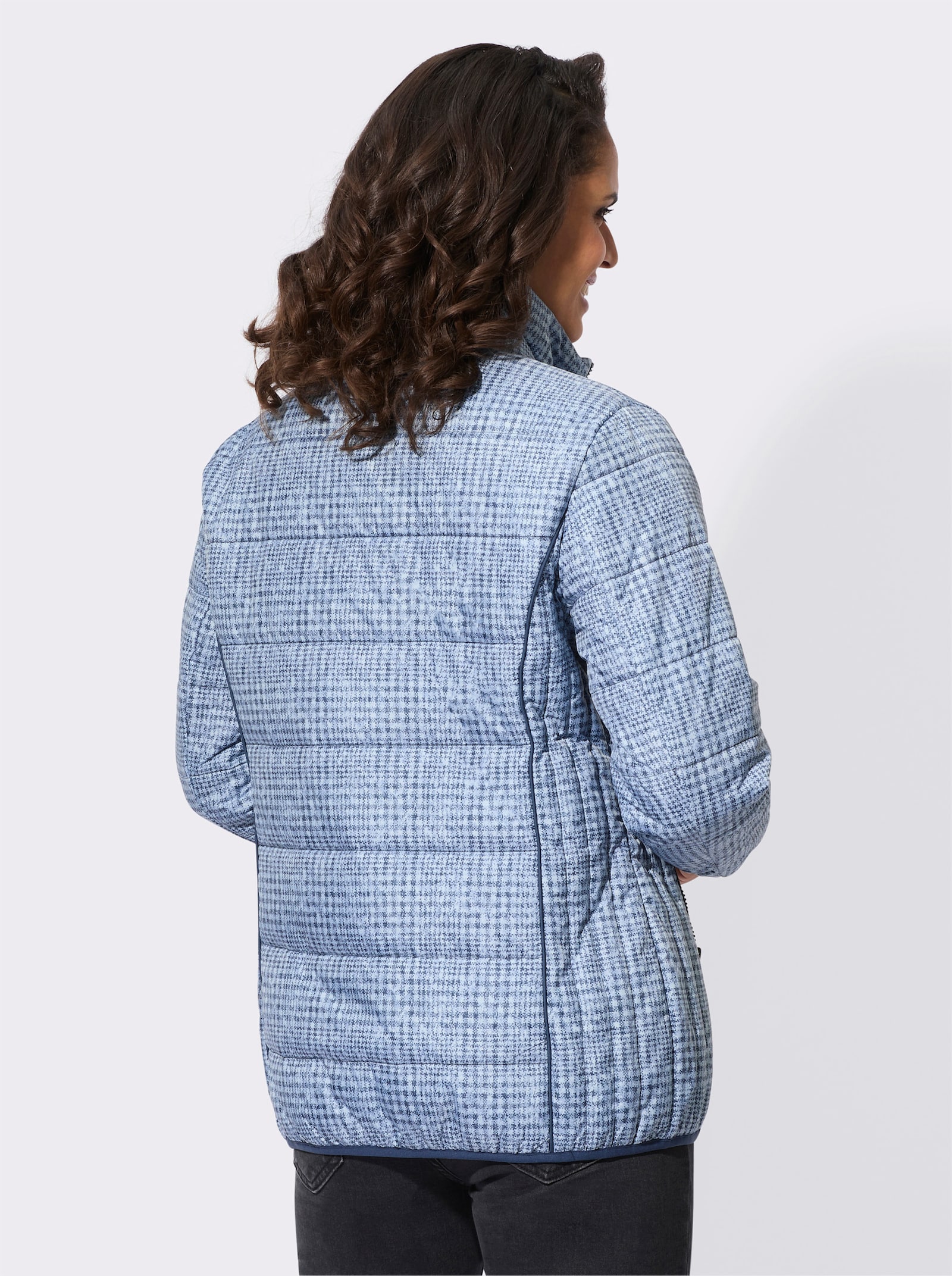 Steppjacke mit leichter Wattierung, bedruckt - hellblau-rauchblau-bedruckt