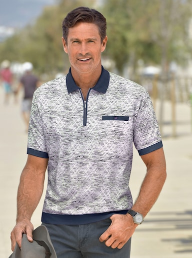 Marco Donati Kurzarm-Poloshirt - blau-bedruckt