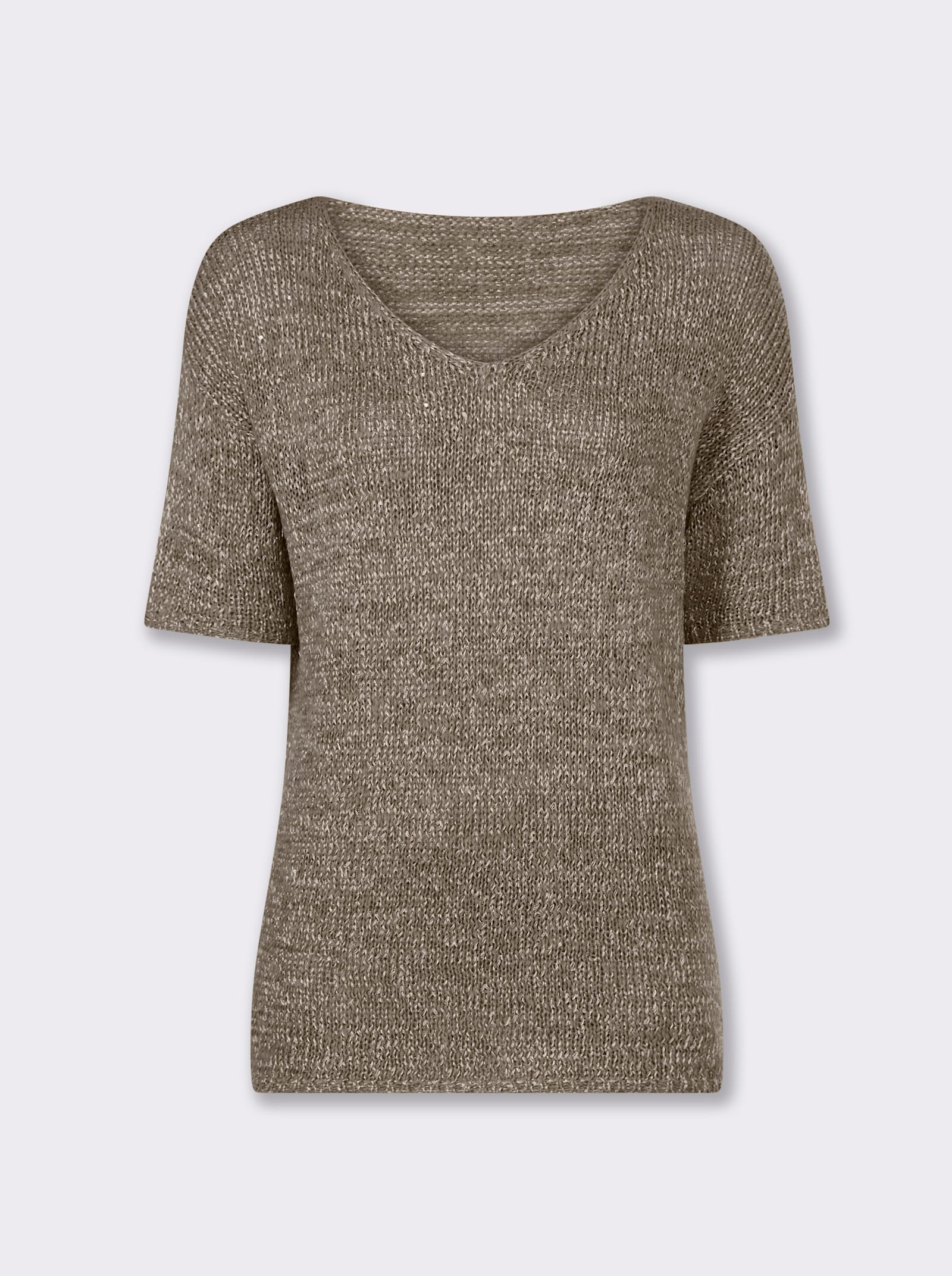 heine Kurzarmpullover mit Pailletten - schlamm