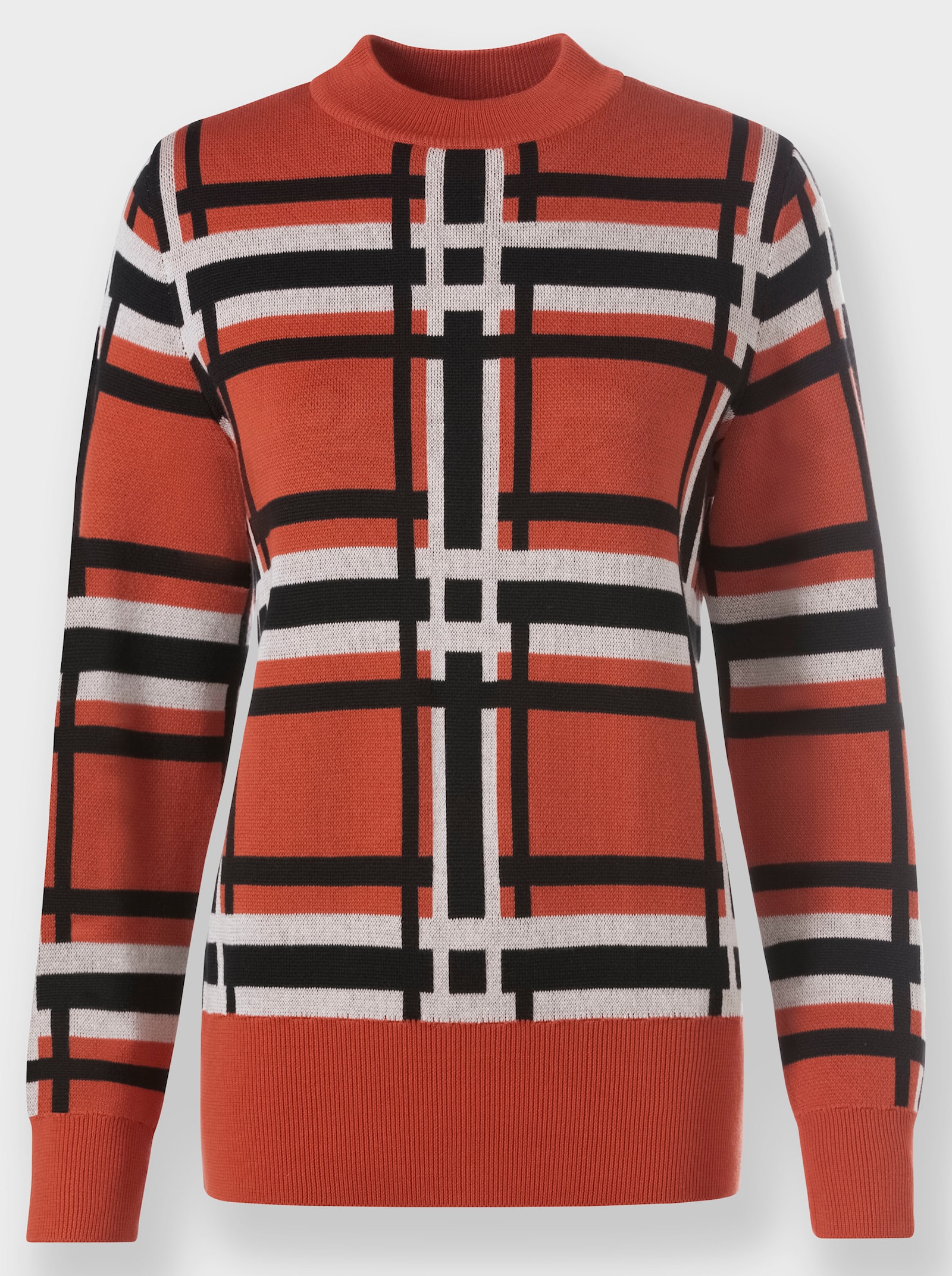 heine Jacquard-Pullover im Karo-Dessin - terra-schwarz-gemustert
