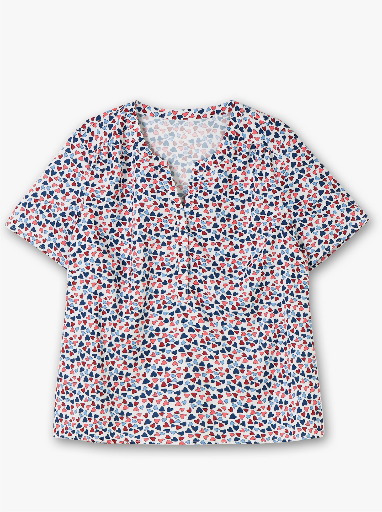 Kurzarmbluse in Crêpe-Qualität - ecru-bedruckt