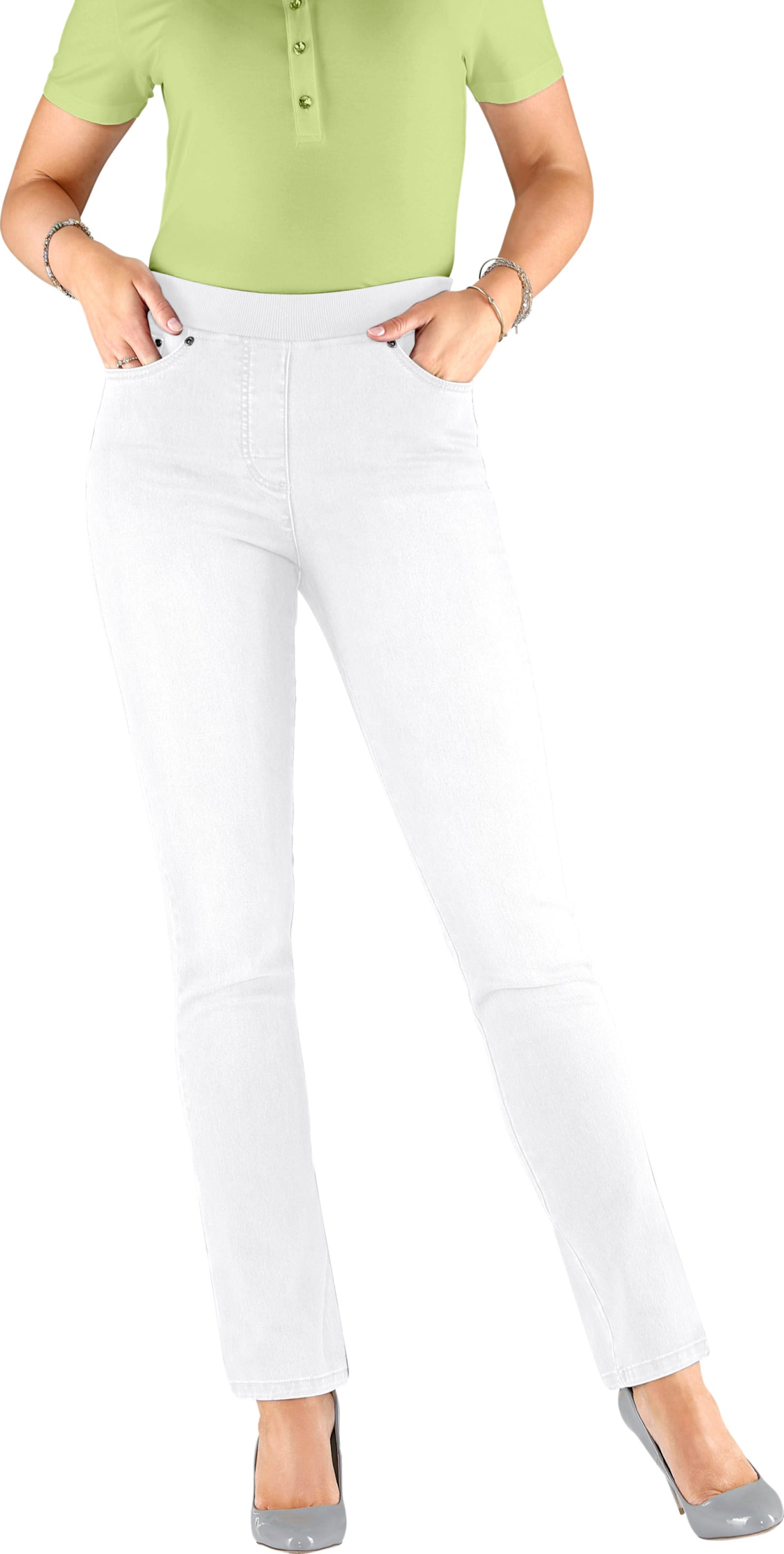 Sheego Damen Weiß Schlupfjeans - Bild 3