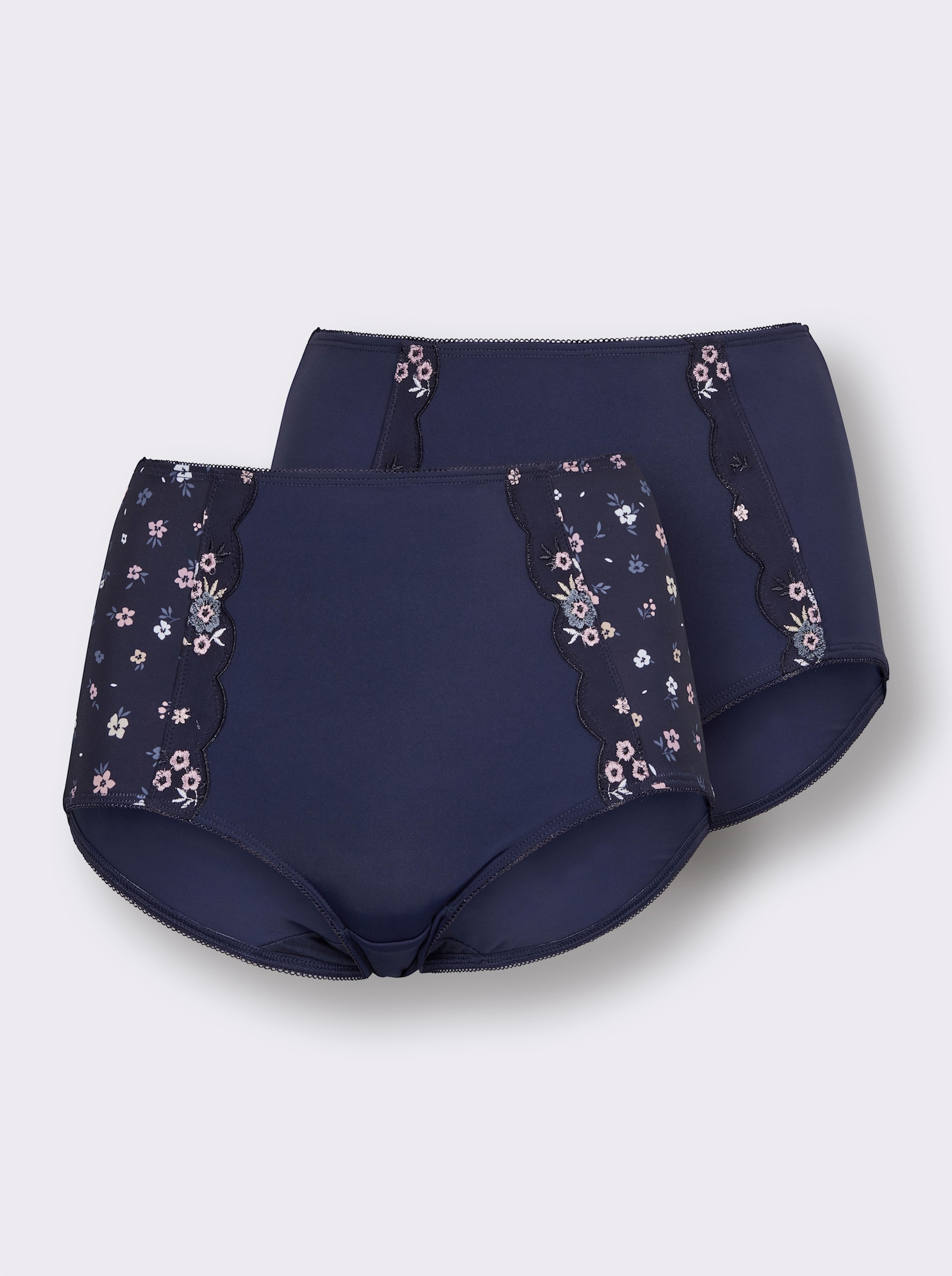 wäschepur Taillenslip mit Mäusezähnchen-Borte - marine-mauve + marine