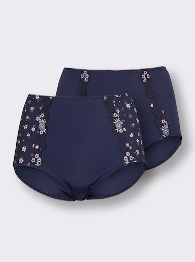 wäschepur Taillenslip mit Mäusezähnchen-Borte - marine-mauve + marine