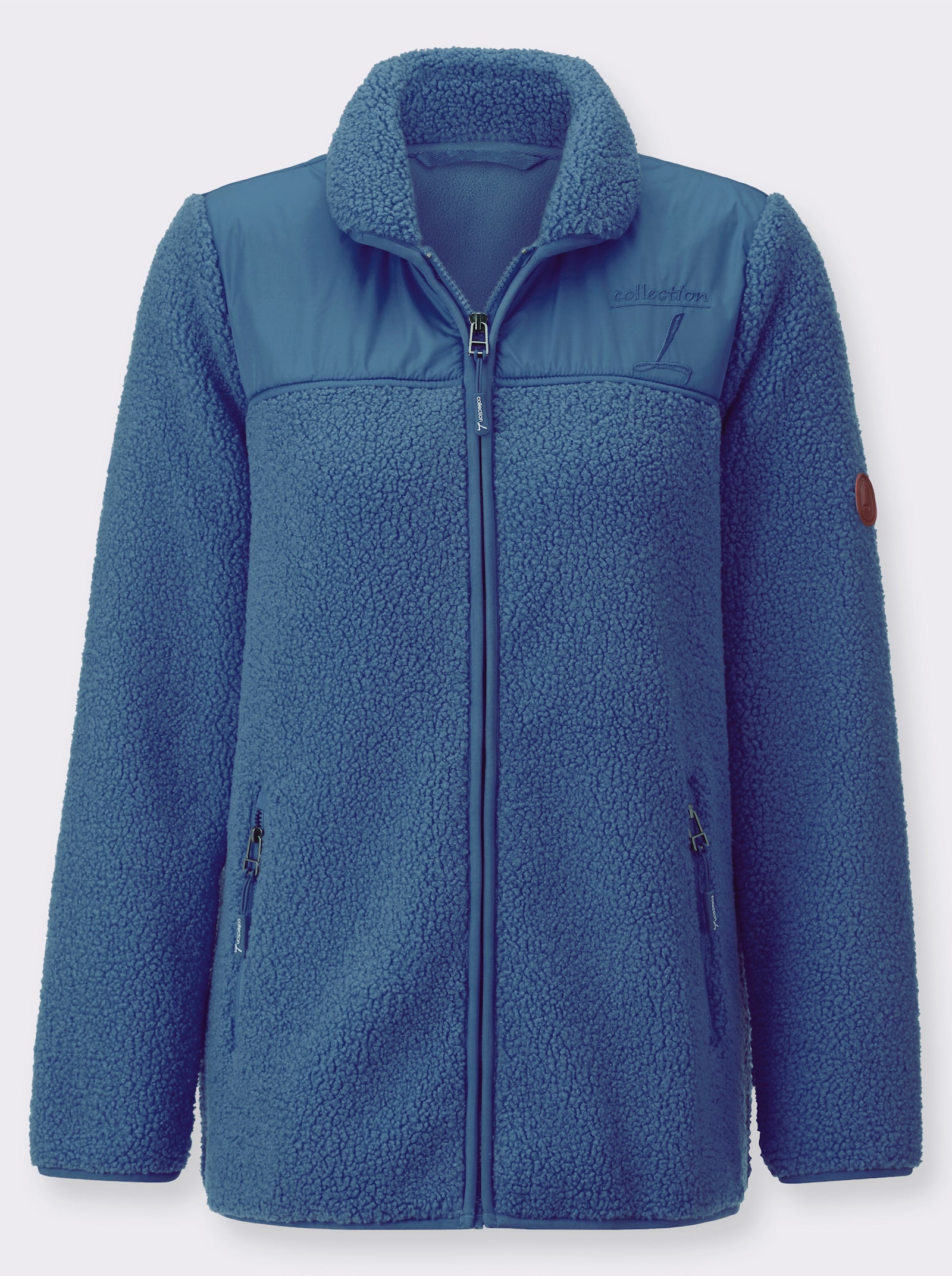 Jacke im Material-Mix - jeansblau