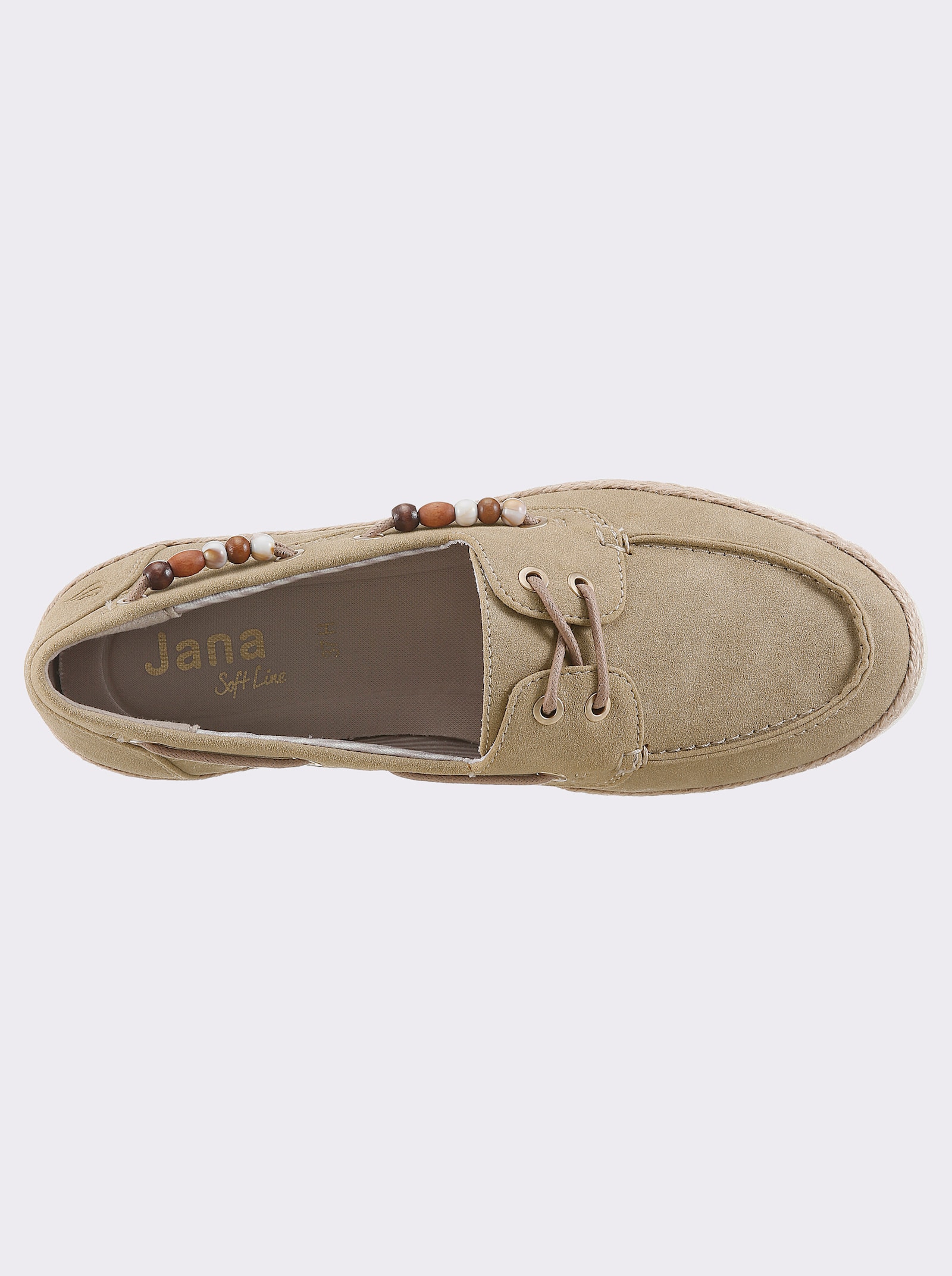 Jana Slipper mit mehrfarbigen Zierperlen - beige