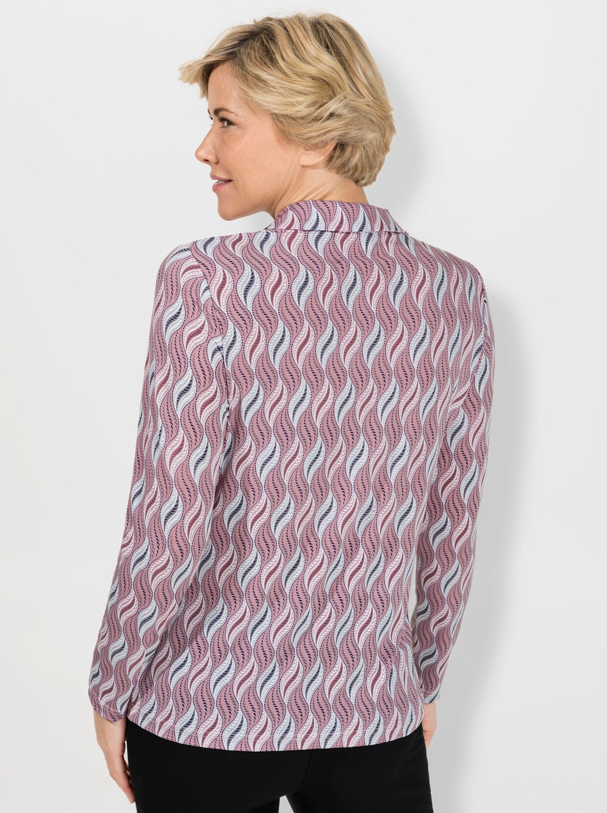 Poloshirt - hortensie-steingrau-bedruckt