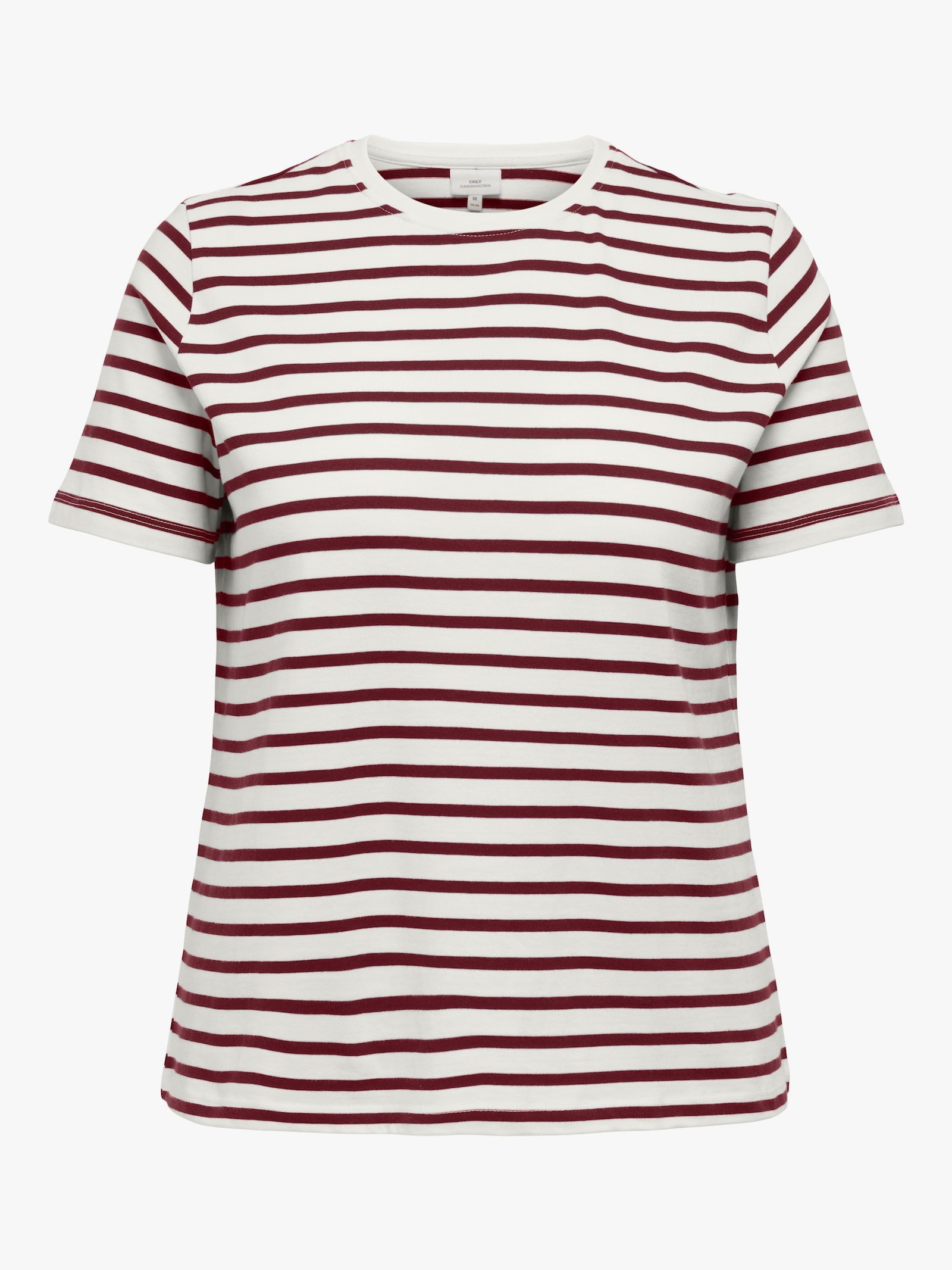 ONLY CARMAKOMA Kurzarmshirt - cloud dancer stripes:ruby wine
