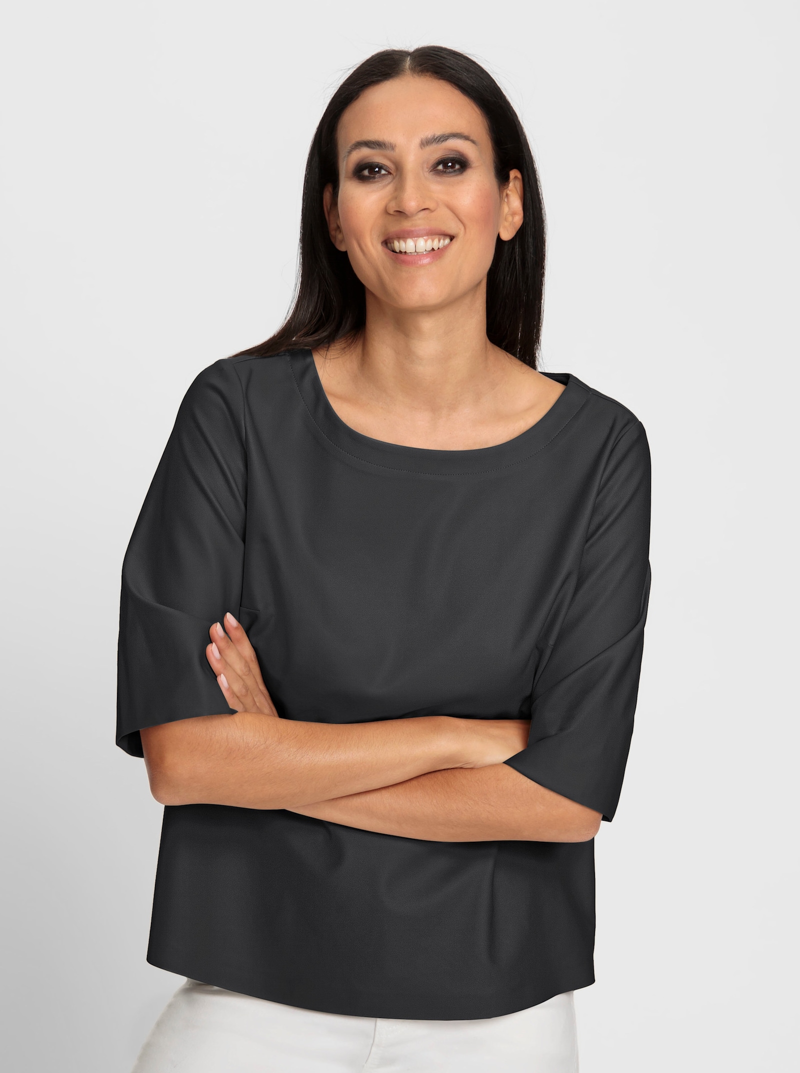 heine Blusenshirt aus Leder-Imitat - schwarz